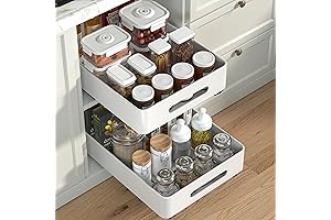 Pull Out Cabinet Organizer Adhesive: 2 Pack Heavy Duty Slide Out Drawers