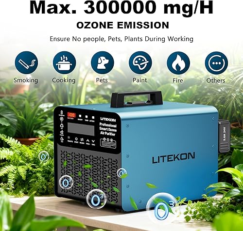 Miniatura 2 de Purificador de aire de ozono 80,000 mgh, evacuación de seguridad de 10s, control electrónico de precisión, 4.0 horas de larga duración con batería