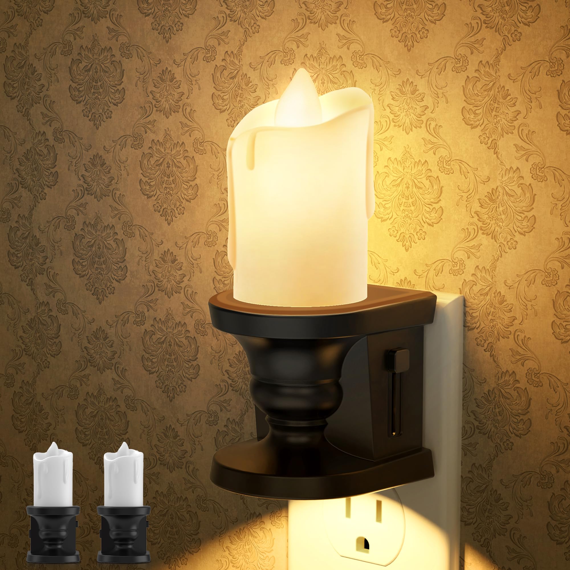 Briignite Flameless Candle Night Light, Warm Night Lights Plug into Wall