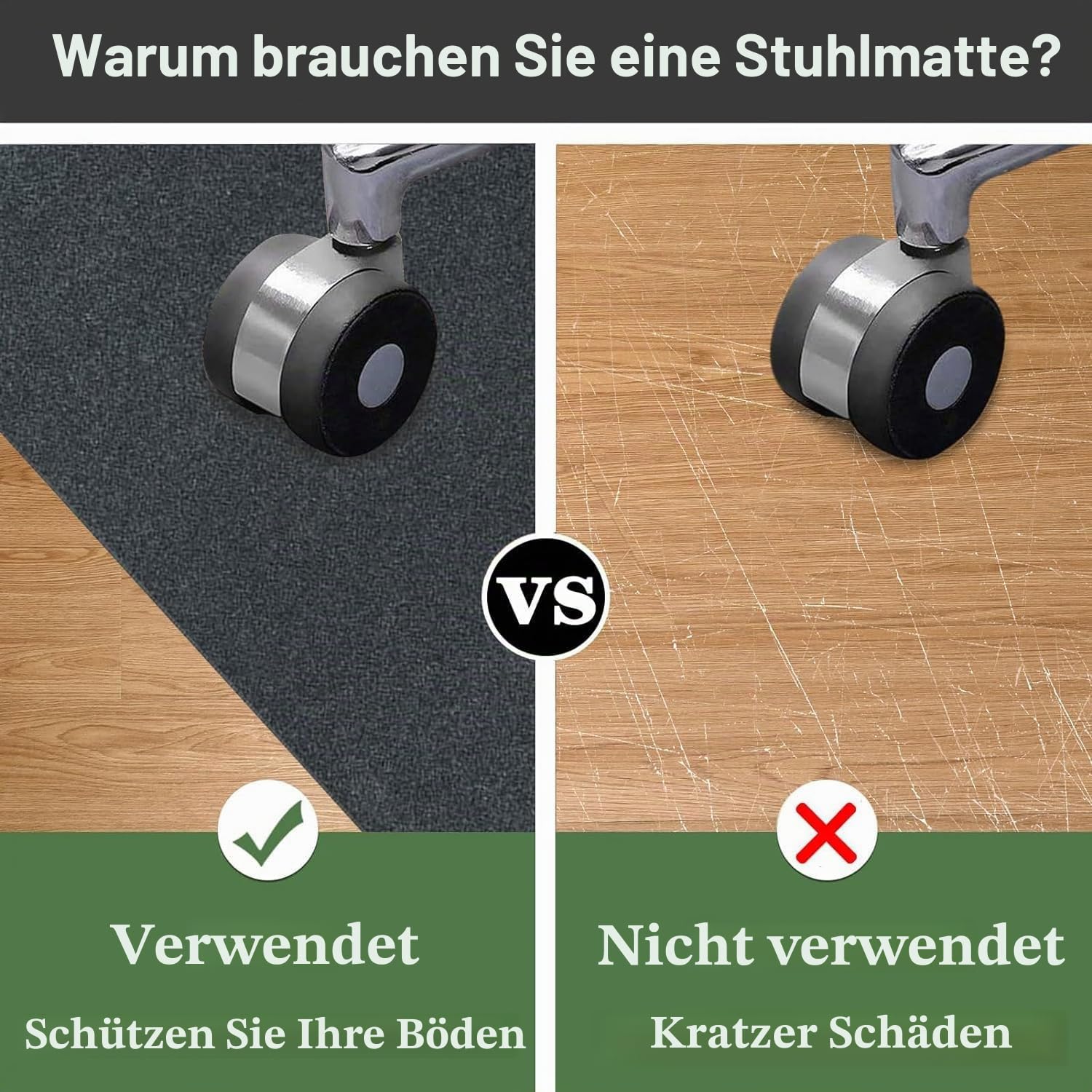 Bodenschutzmatte für Hartböden 140 x 160 cm Schreibtischstuhl Unterlage | Bodenschutzmatten Gaming | Computerstuhl Teppiche | Teppich Bürostuhl matten für Laminat | Parkett | Kratzfest rutschfest