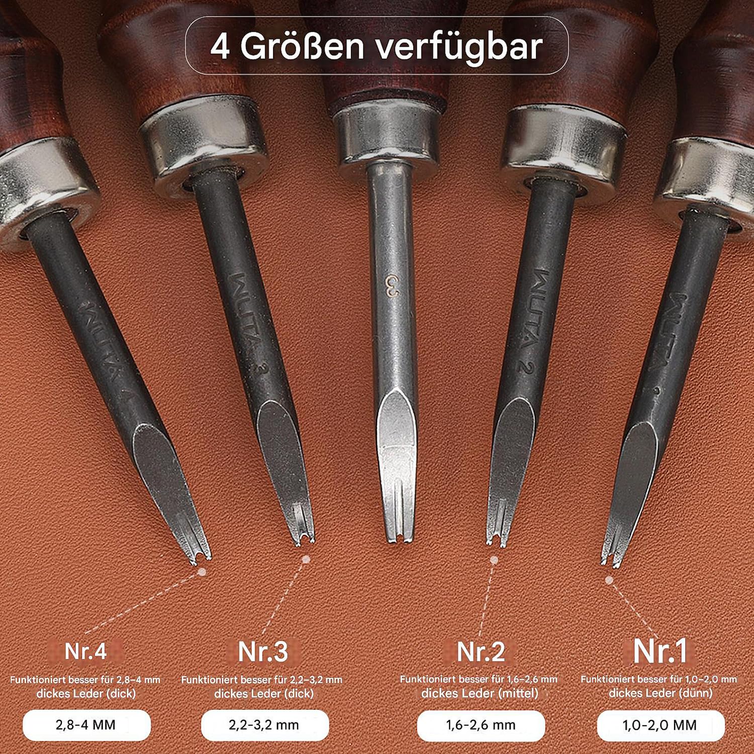WUTA Leder Kantenschneider, 1 Stücke Profi Leder Rand Beveler, Kohlenstoffstahl Holzgriff Lederverarbeitung Kantenschälen(1.0mm)