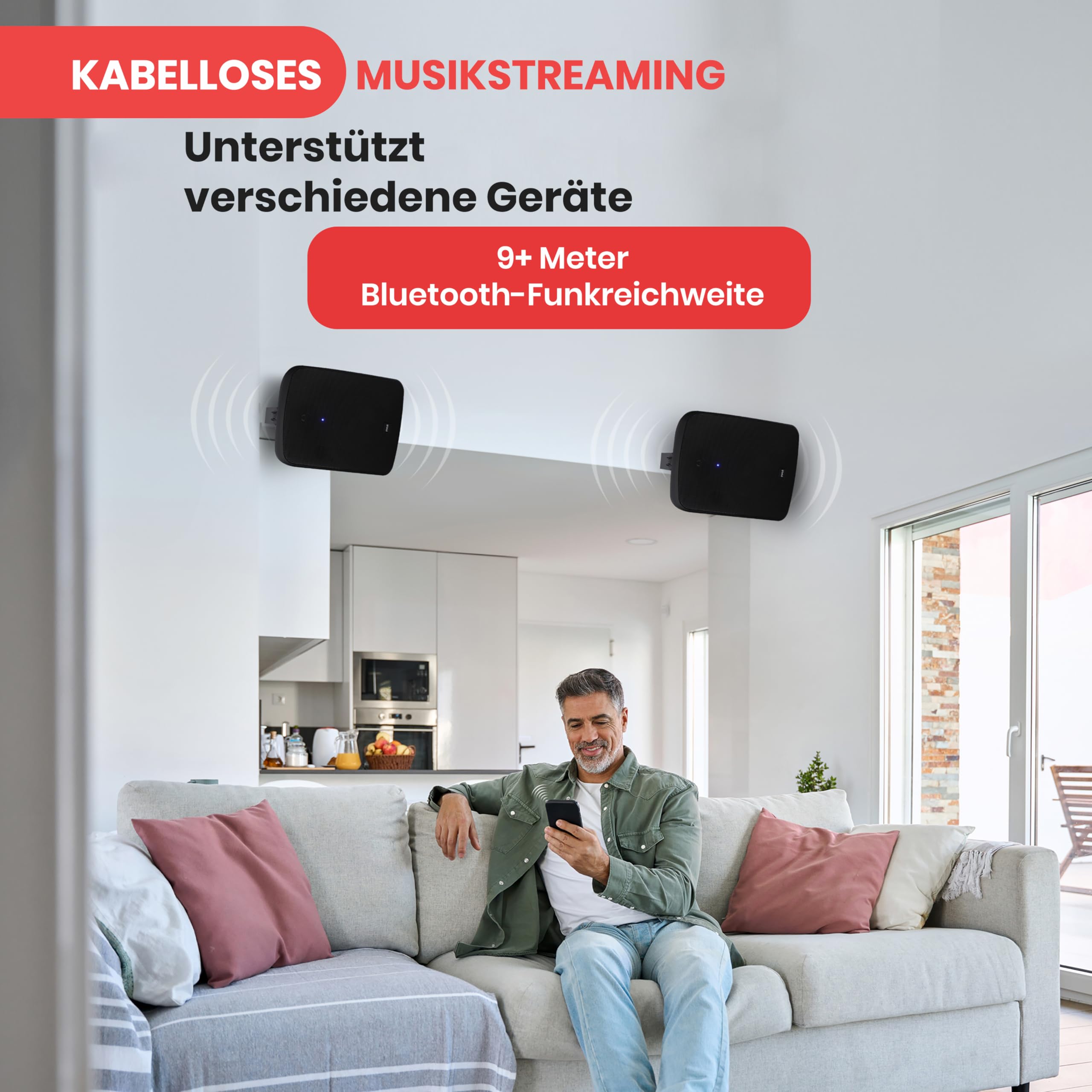 Pyle Outdoor wasserdichte Bluetooth-Lautsprecher – 5,25" (13,34 cm) 2-Wege-Wandlautsprecher (Paar), Wetterfest mit Schutzgitter, Universelle Halterung, Für Terrasse, Garten & Innenbereich