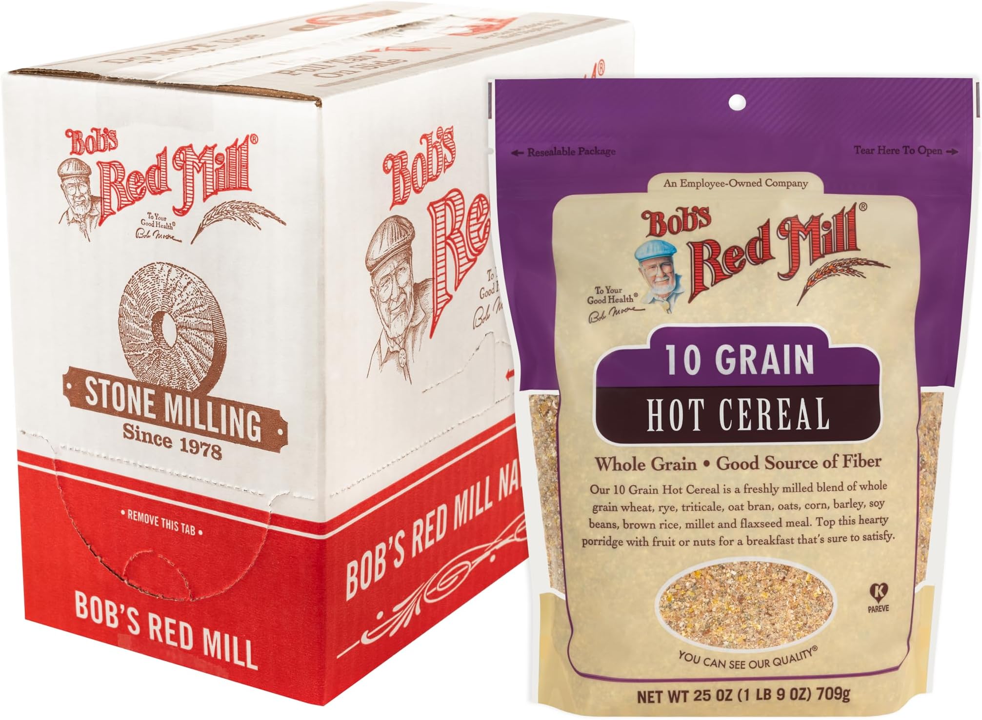 Bob's Red Mill 10 Grain Hot Cereal, 25oz (Pack of 4)- Whole Grain, Vegan, Kosher