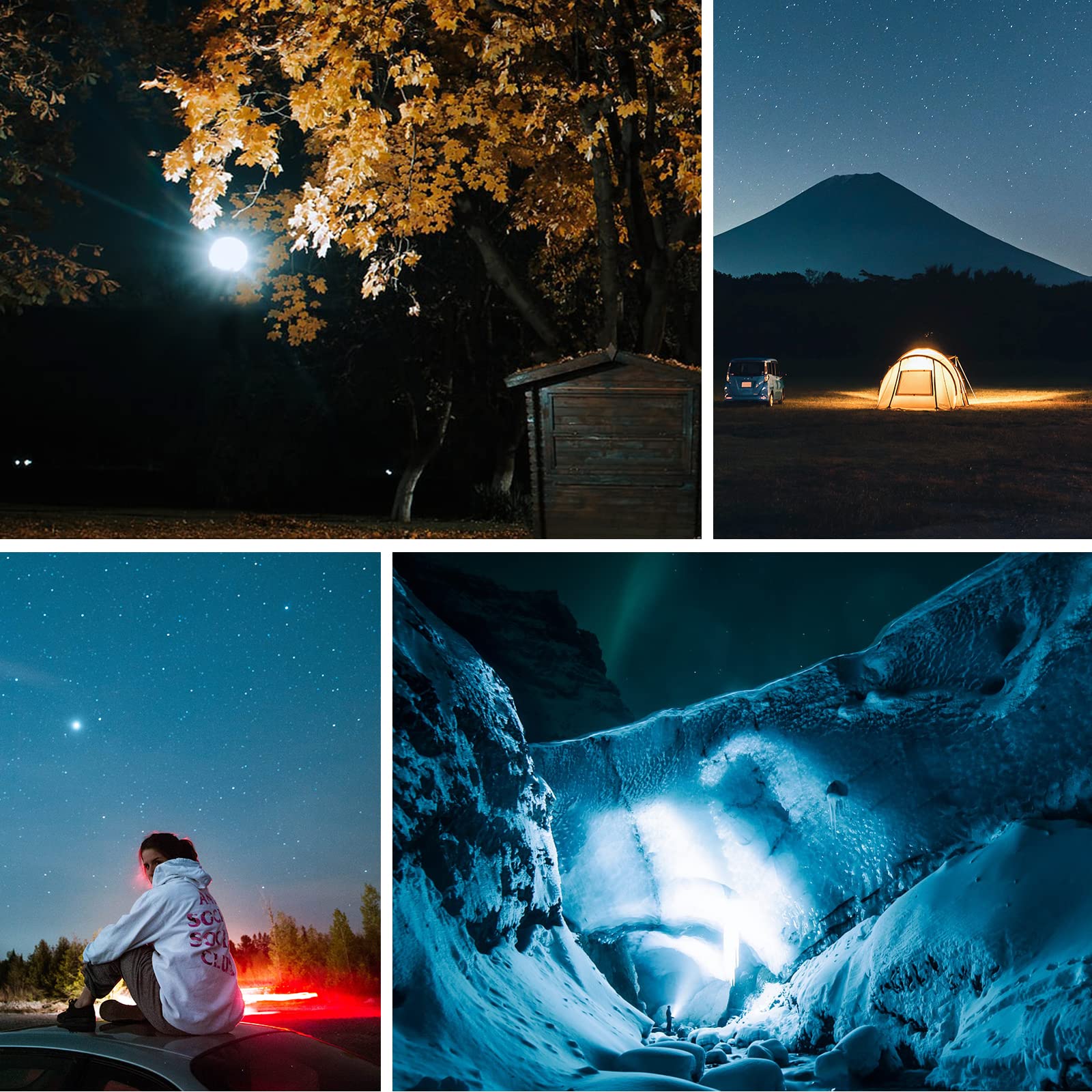 Latarka LED 16500 mAh, latarka 3000 lm, lampa ściemniana, 4 tryby świecenia, światło kempingowe, ulepszone 4 x silne magnesy N42 z rozszerzalnym złączem 1/4, latarnia kempingowa