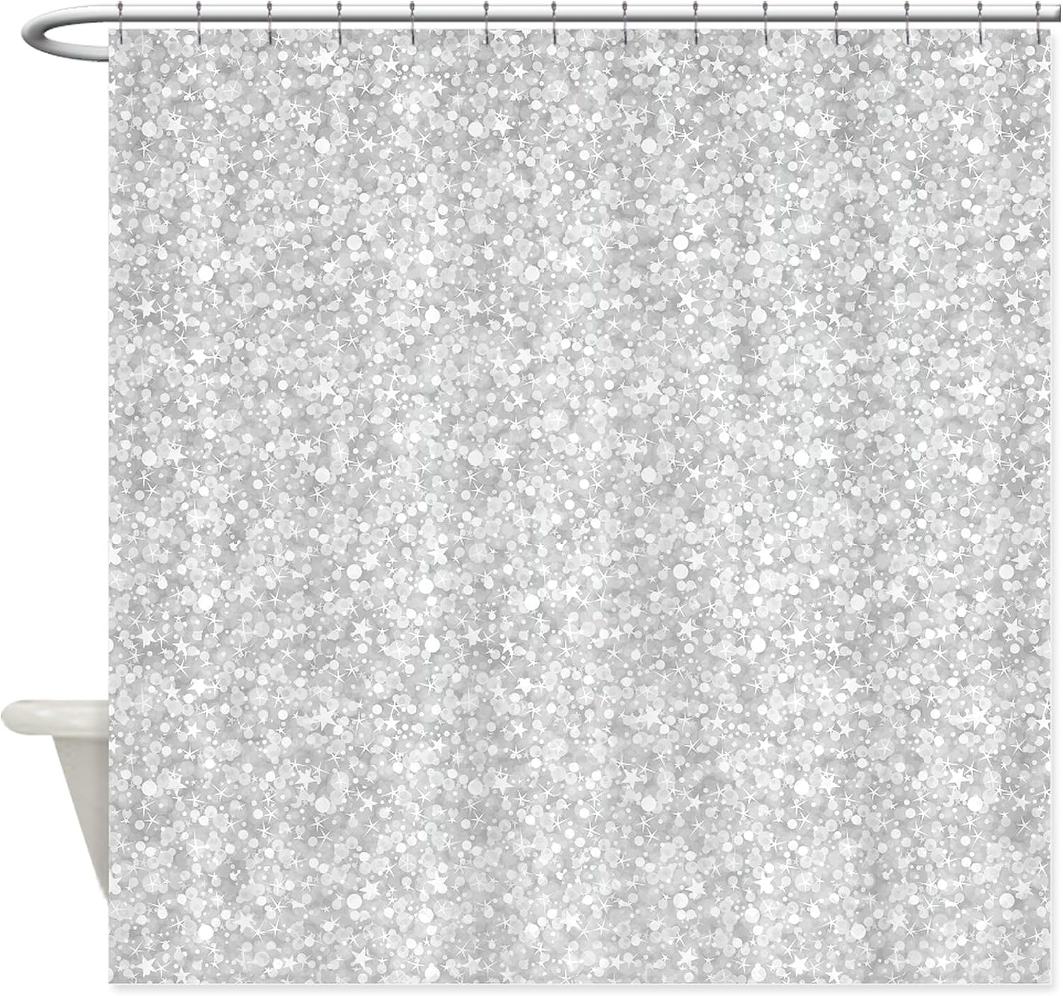 CafePress Silver Gray Glitter Sparkles Decorative Fabric Shower Curtain