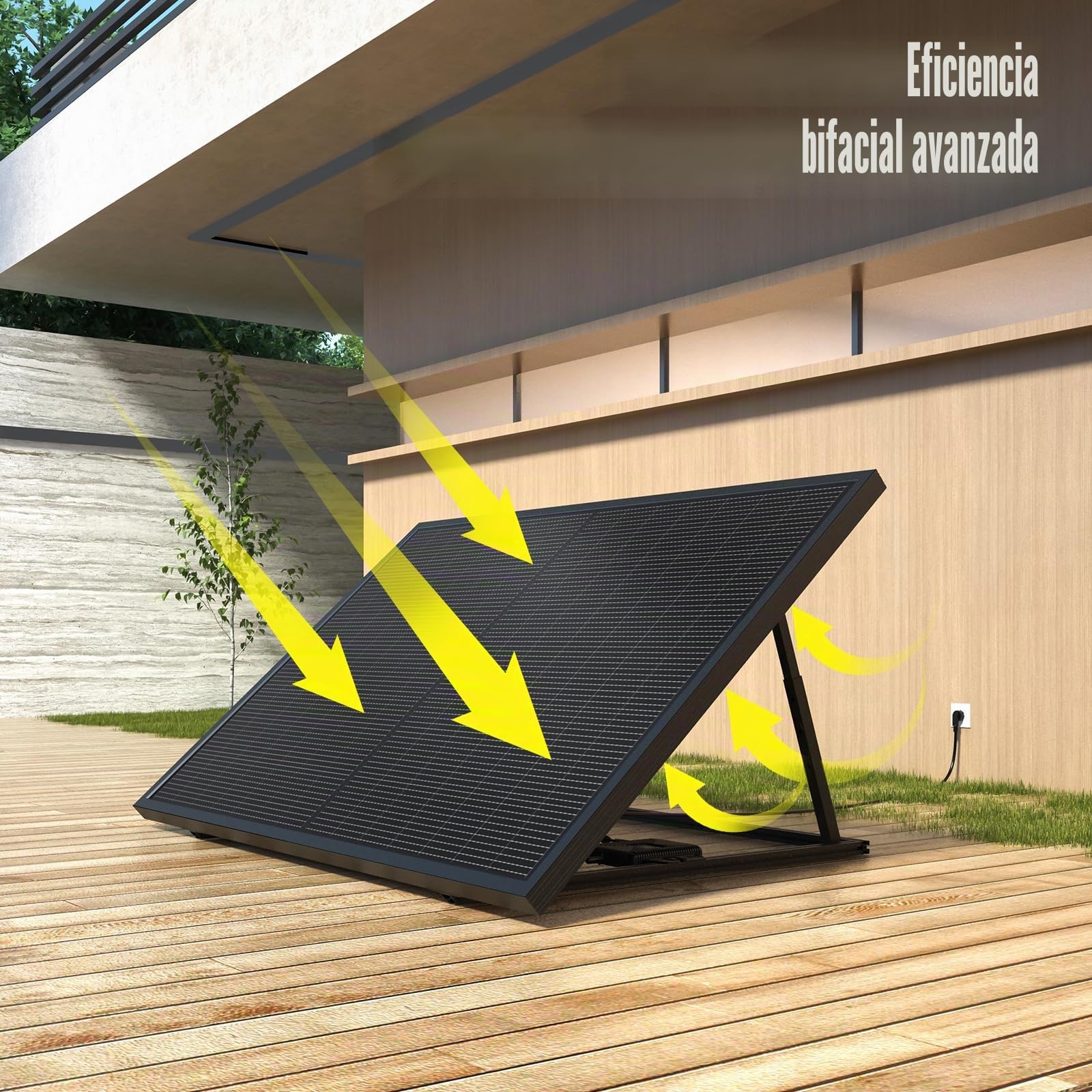 Beny Panel Solar Plug & Play, Kit Solar Independiente Completo 220 V, Kit Panel Solar - Panel Solar 430 W - Microinversor Solar 600 W - Soporte Panel Solar Ajustable - Cable 5 m