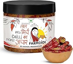 FarmDidi Stuffed Red Chilli Pickle 325g | Homemade Bharwa Lal Mirch Ka Achar with Spicy Flavor | Banarasi Style Pickle | Made With Mustard Oil | No Chemical Preservatives & No Garlic