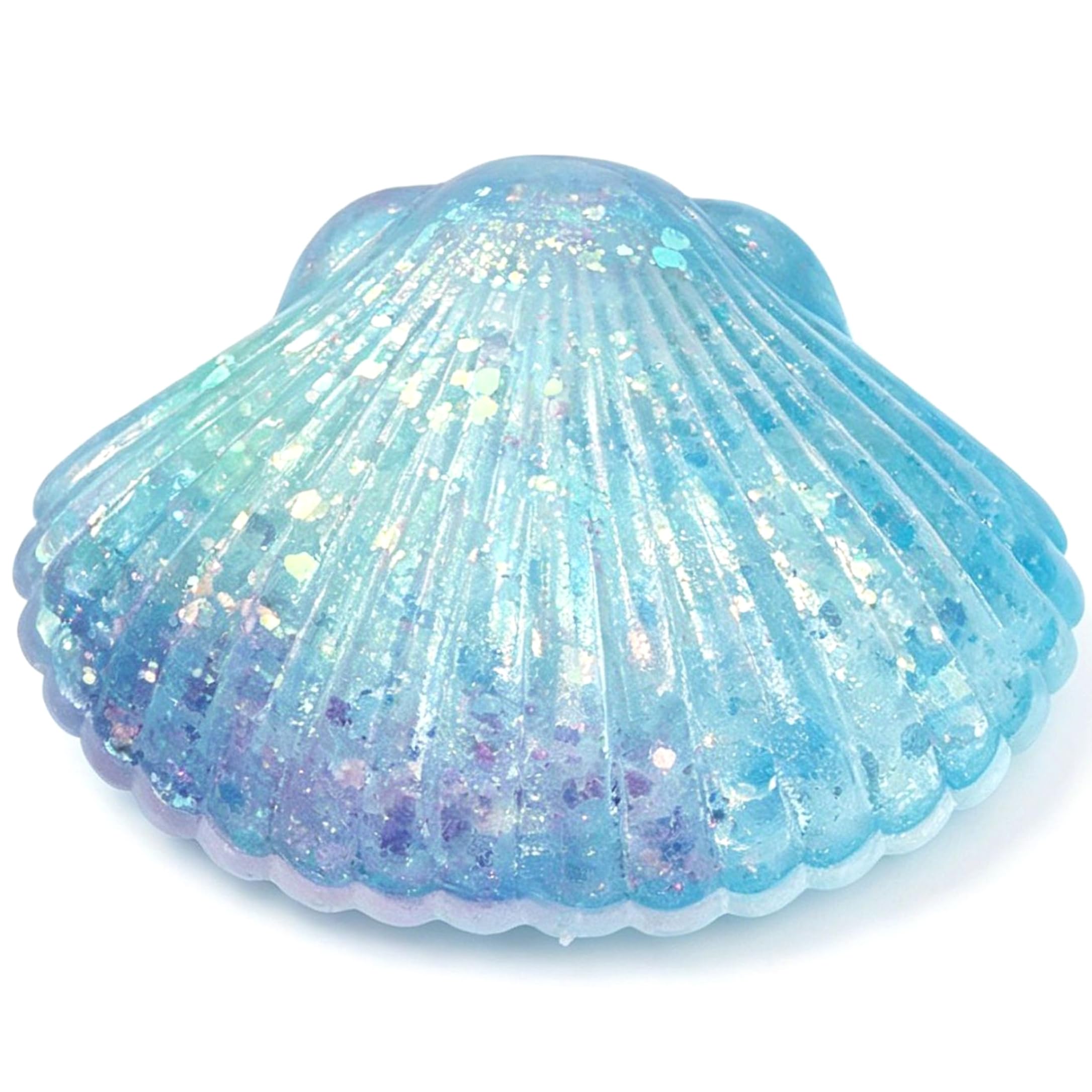Bonalake Squish Toys, Shells Shape Stress Relief Toy with Sparkling Glitter, Soft Fidget Squeeze Toys (Blue) Squeeze Stress Toy Fidget