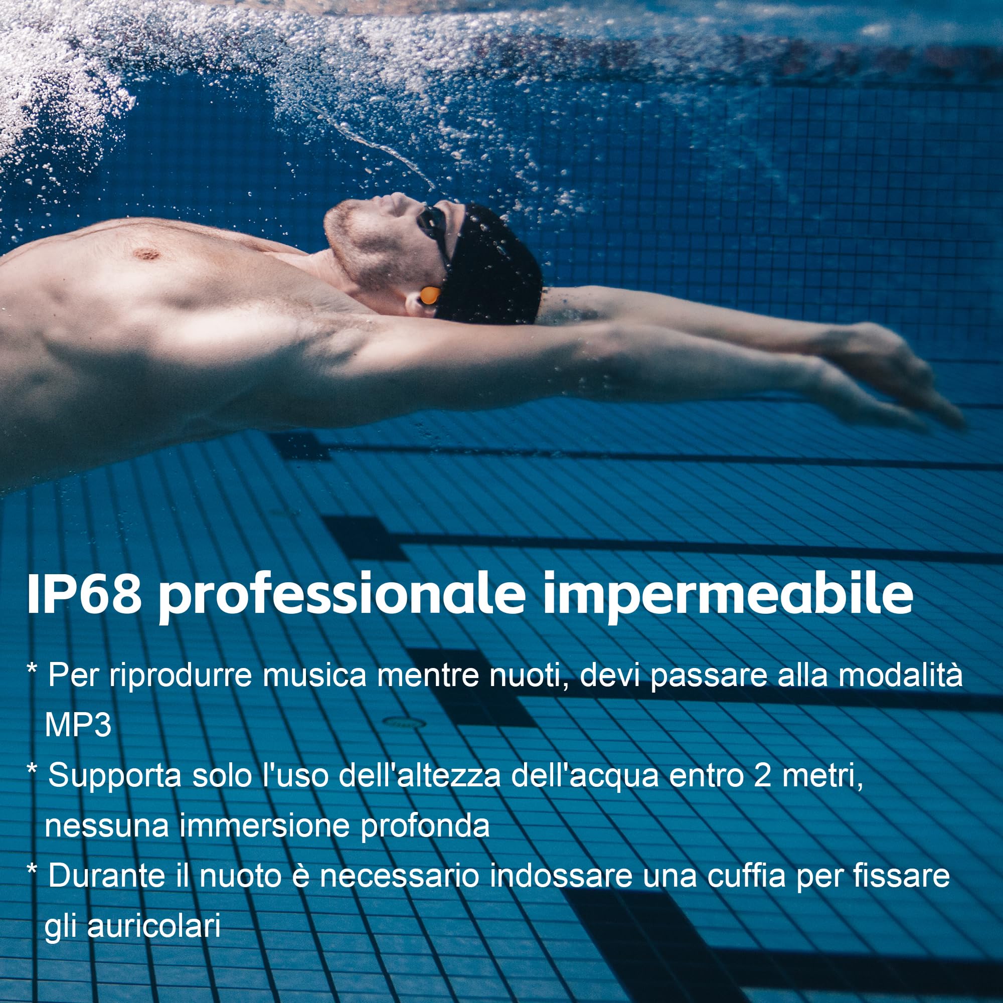 sunvito Cuffie Conduzione Ossea, Auricolari Nuoto Impermeabili IP68, Cuffie Aperte Wireless Bluetooth 5.3, Memoria 32G Integrata per Esercizio all'Aperto, Corsa, Viaggi, Ciclismo, Nuoto