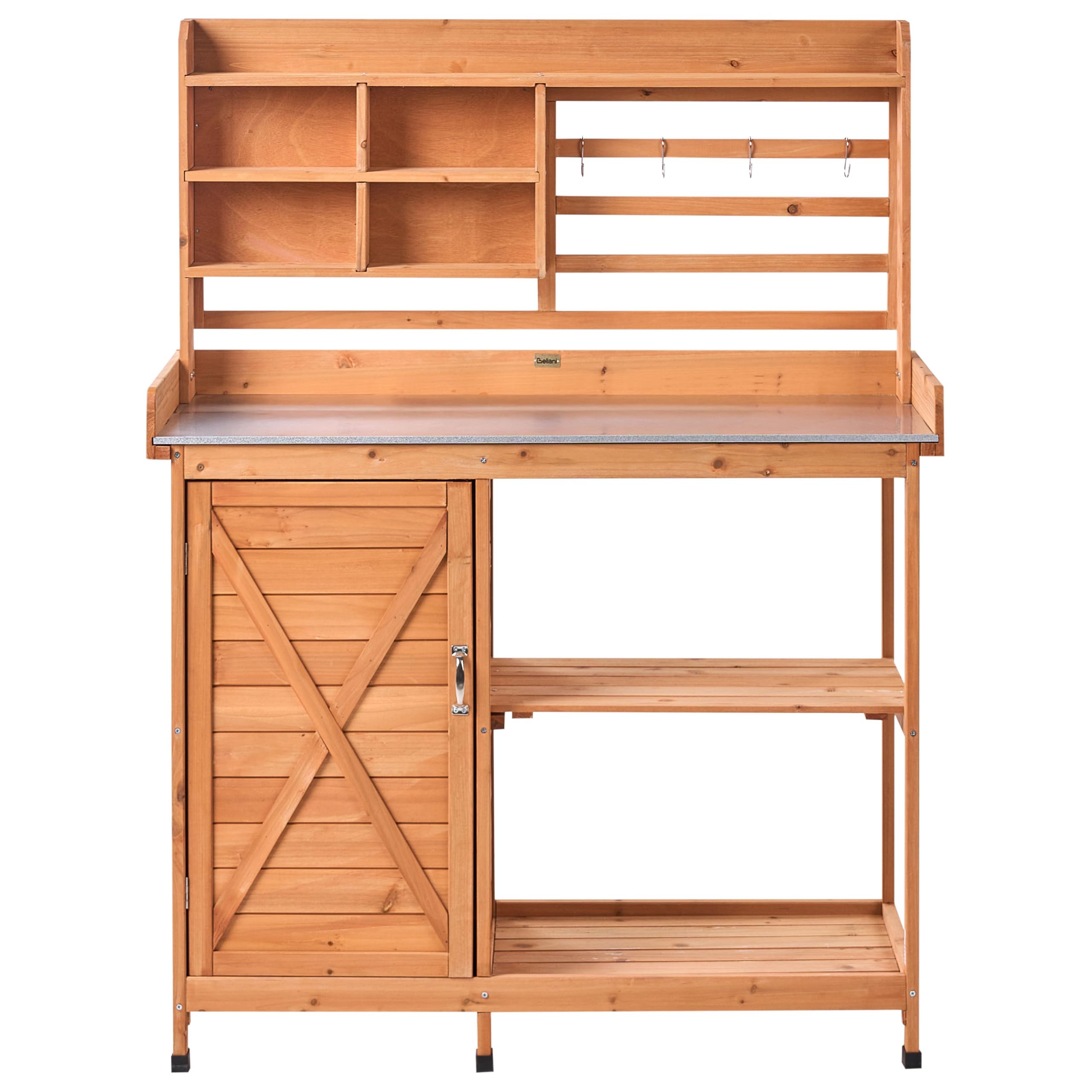 Table de Rempotage Moderne en Bois de Sapin Espace de Rangement 113 x 46 x 148 cm Plan de Travail en Fer Marron Clair Meldola