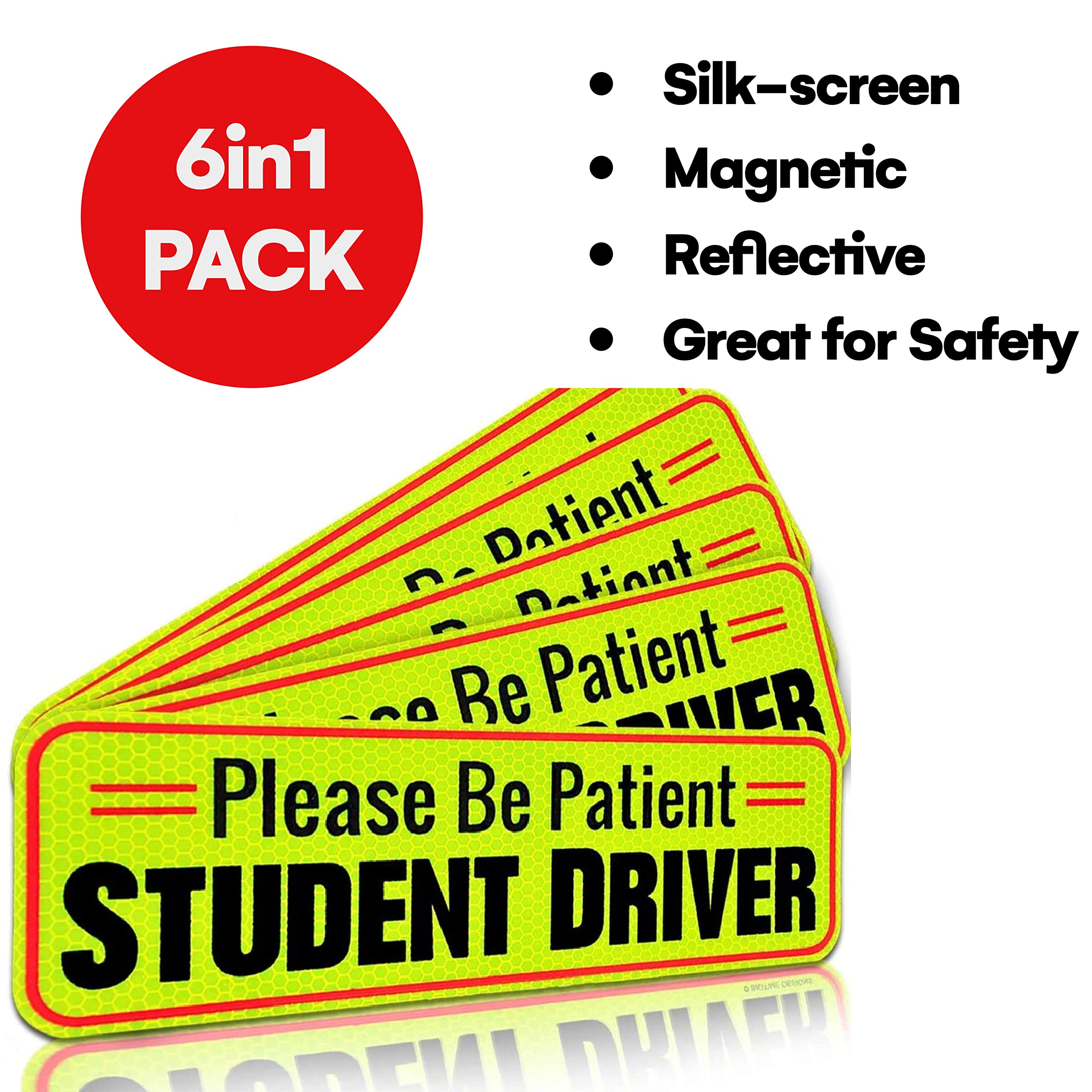 Car Magnet 6-Pack Magnetic Car Stickers For Student Drivers – Removable ...