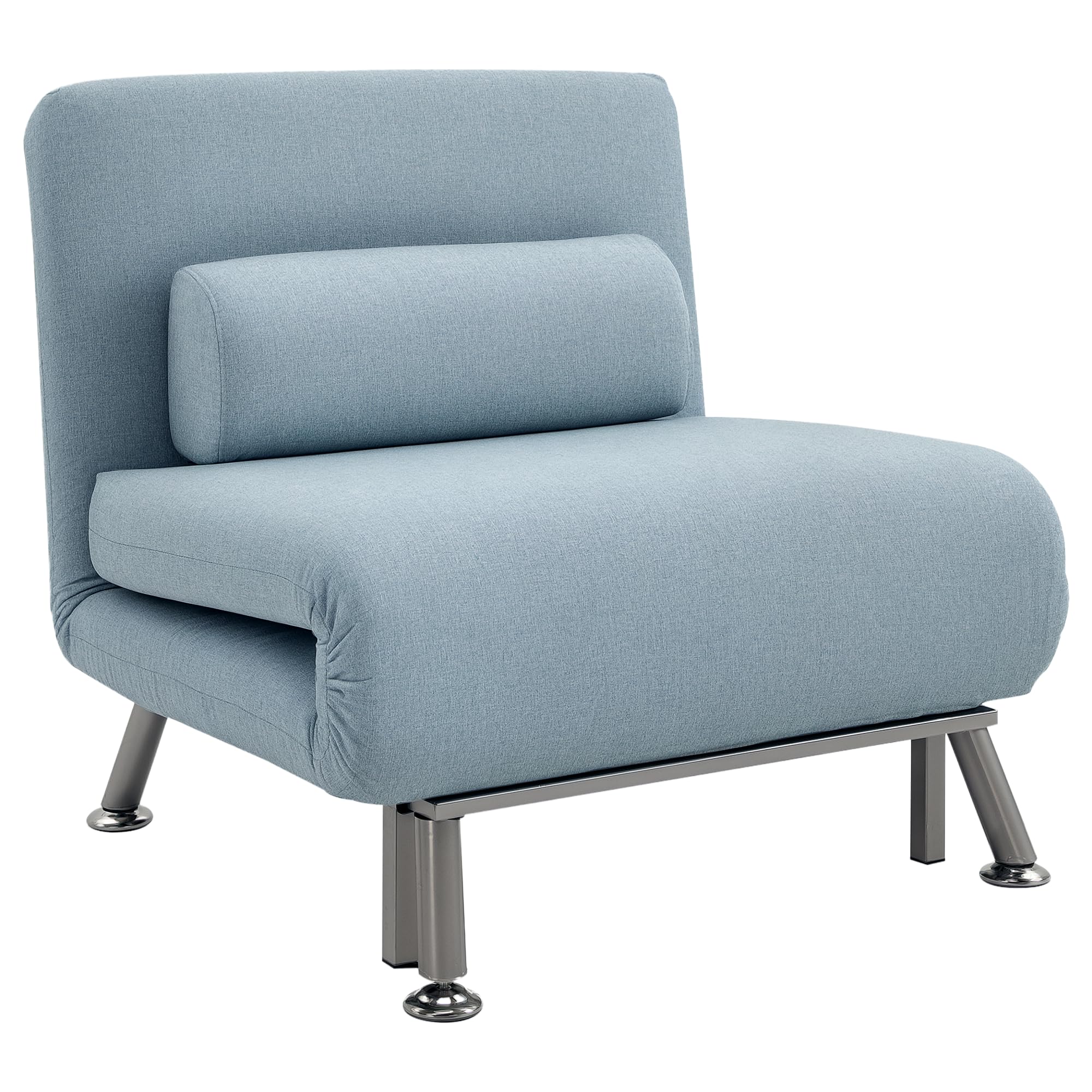 HOMCOM Single Sofa Bed Folding Chair Bed - Blue - Metal Frame - Includes Pillow