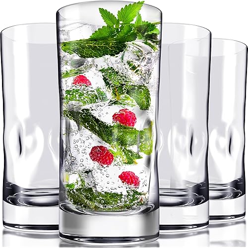 Unbreakable Plastic Drinking Glasses 17 oz | Dishwasher Safe Shatterproof 100% Tritan Water Tumblers | BPA Free Reusable Outdoor Highball Drinkware | Set of 4