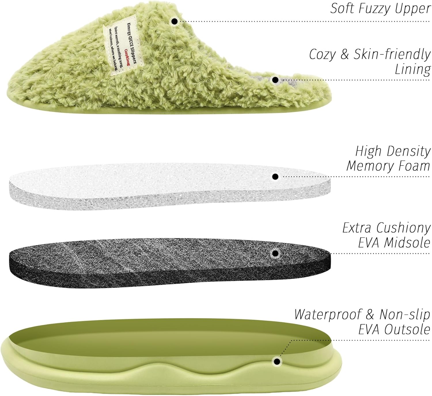 Slippers for Women Men, Memory Foam Slippers for Women, Soft Thick Fuzzy Bedroom House Shoes Indoor Outdoor - Image 5