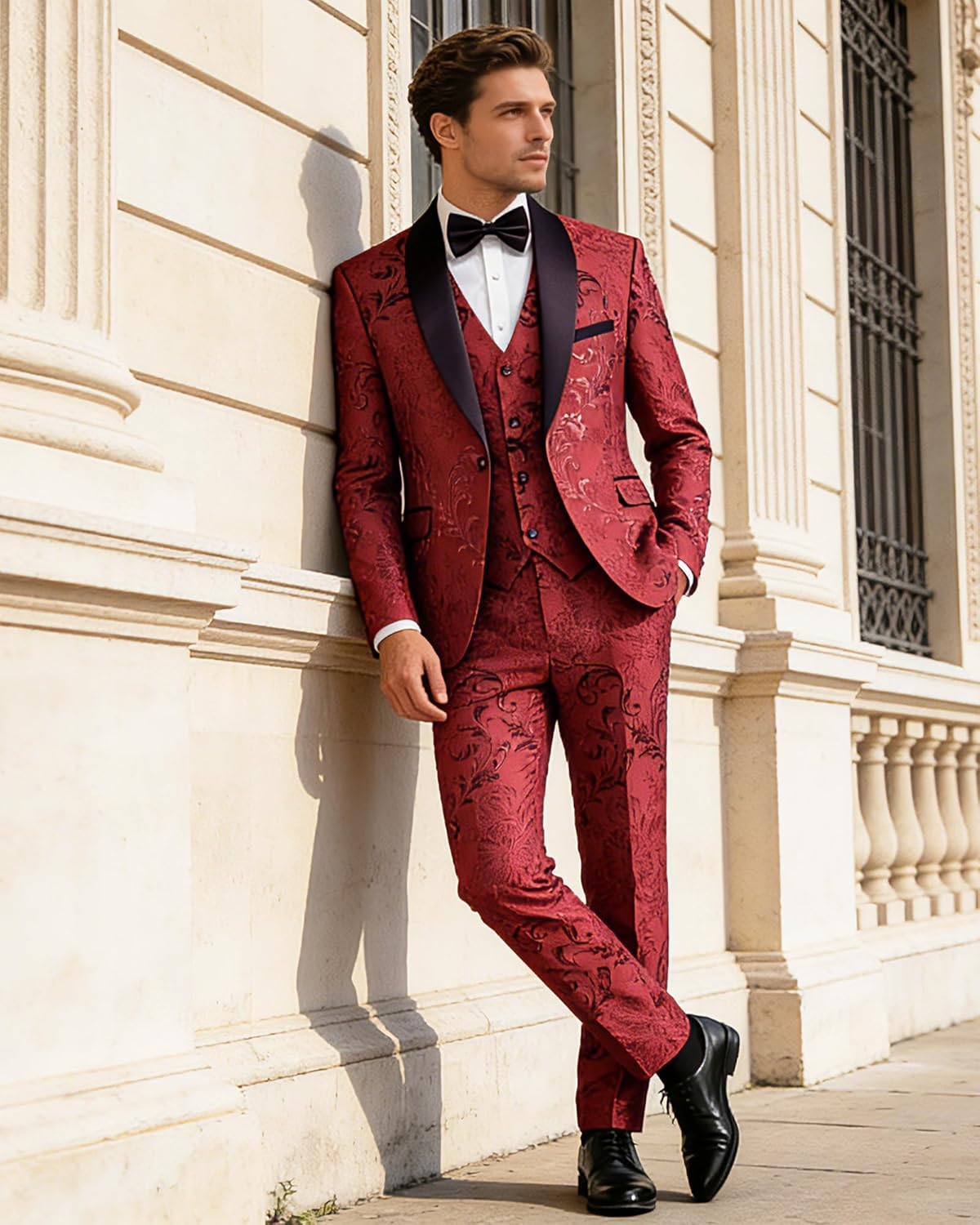 Men's Suit 3 Piece Satin Shawl Lapel Blazer Jacket Vest Pants Tuxedo Set for Wedding Prom Dinner Party