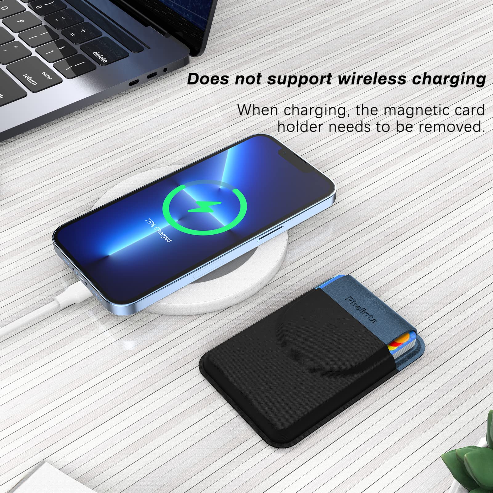 Phelinta Magnetic Wallet Kompatybilny z MagSafe Wallet dla iPhone 17/Air/16/15/14/13/12 Serii, Magnetyczny Portfel na Karty Kredytowe z Klapką, Przechowuj 5 Karty