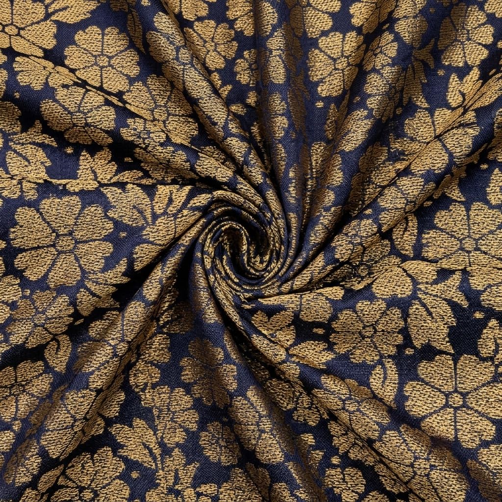 Women's Unstitched Brocade Silk Fabric 2 Meter | Premium Running Material for Kurti, Blouse & Choli (Navy Blue)-image-6