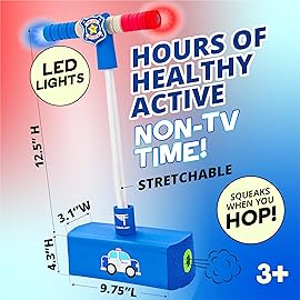 Flybar My First Foam Pogo Jumper for Kids Fun and Safe Pogo Stick for Toddlers, Durable Foam and Bungee Jumper for Ages 3 and up, Supports up to 250lbs (Blue Police)