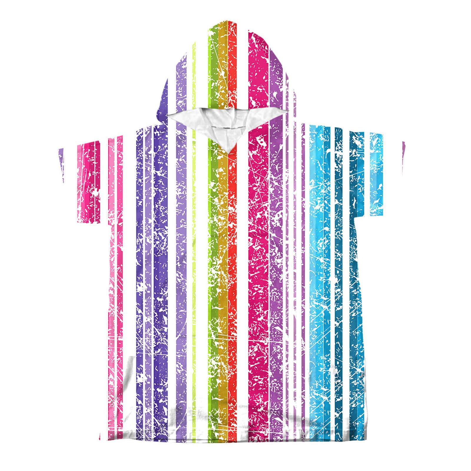 Chickwin Poncho Mare Bambino Telo Mare Bambini con Cappuccio Stampa Striscia Asciugamano Poncho Microfibra Assorbente Asciugatura Rapida Poncho Bagno per Ragazze Ragazzi (Multicolore,M