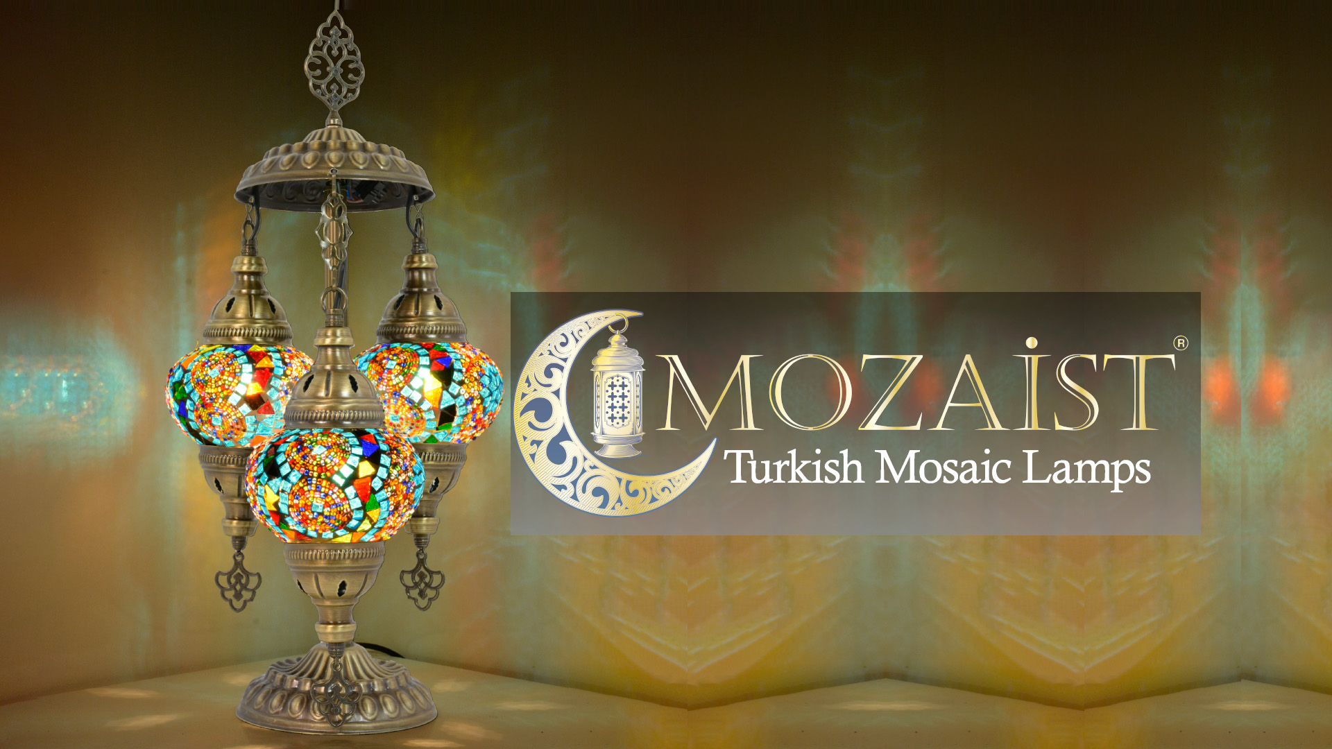 mozaist 3 Globe Turkish Mosaic Table Lamp, Stained Glass