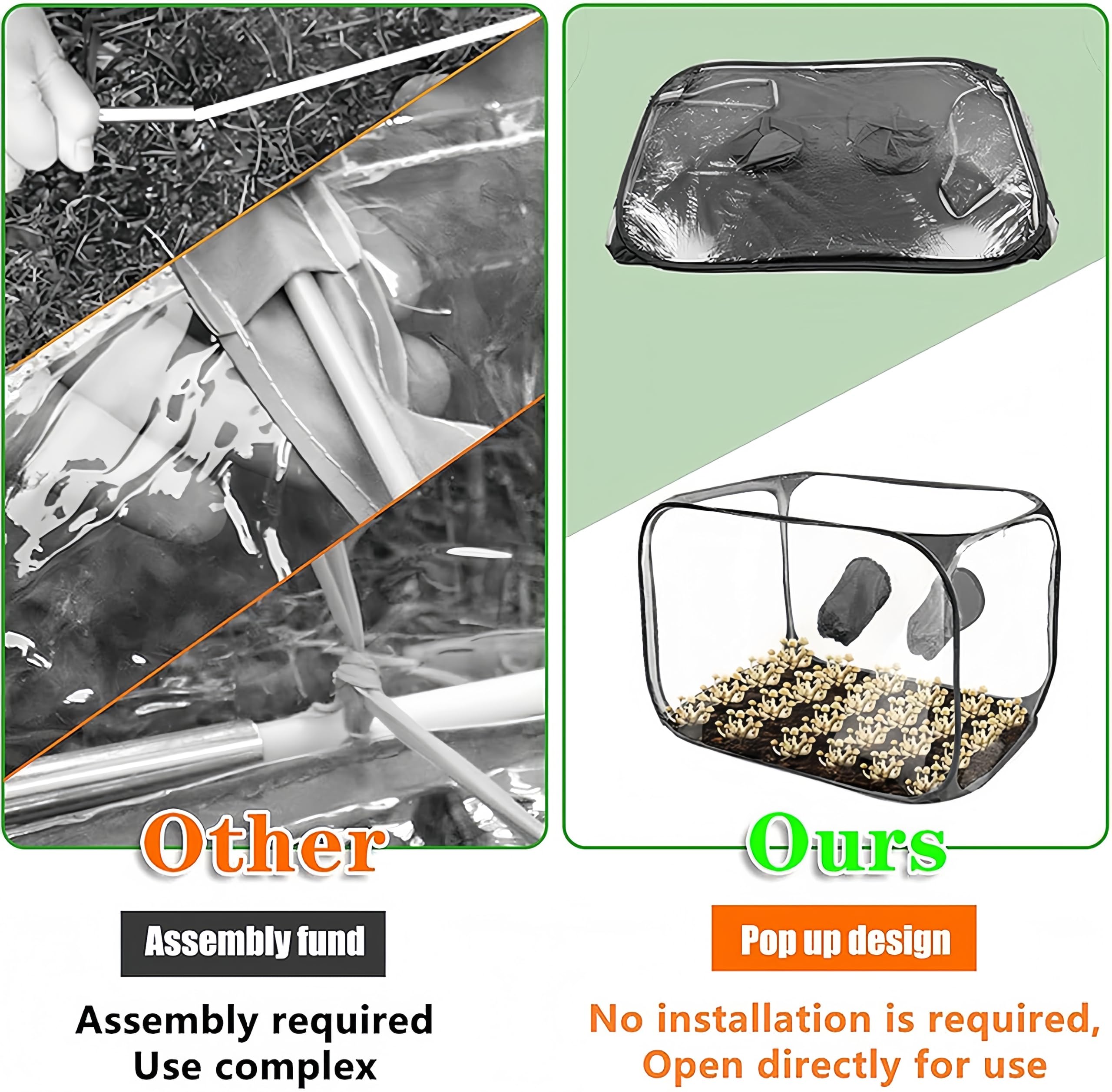 Kit de cultivo de hongos plegable, caja de aire silenciosa, 85 x 52 x 52 cm, tienda de cultivo de hongos transparente, kit de micología pop-up portátil para intercambio de aire fresco | cultivo de