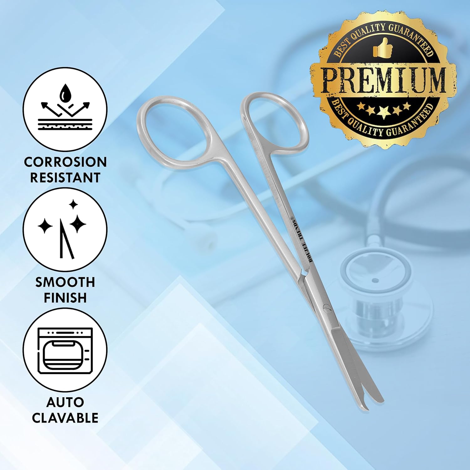 Suture Stitch Scissors with Crescent Delicate Hook Surgical Nursing Medical Scissors Perfect for Suture Removal, First Aid, EMS Training Premium Quality Instrument- Stainless Steel (11 CM)