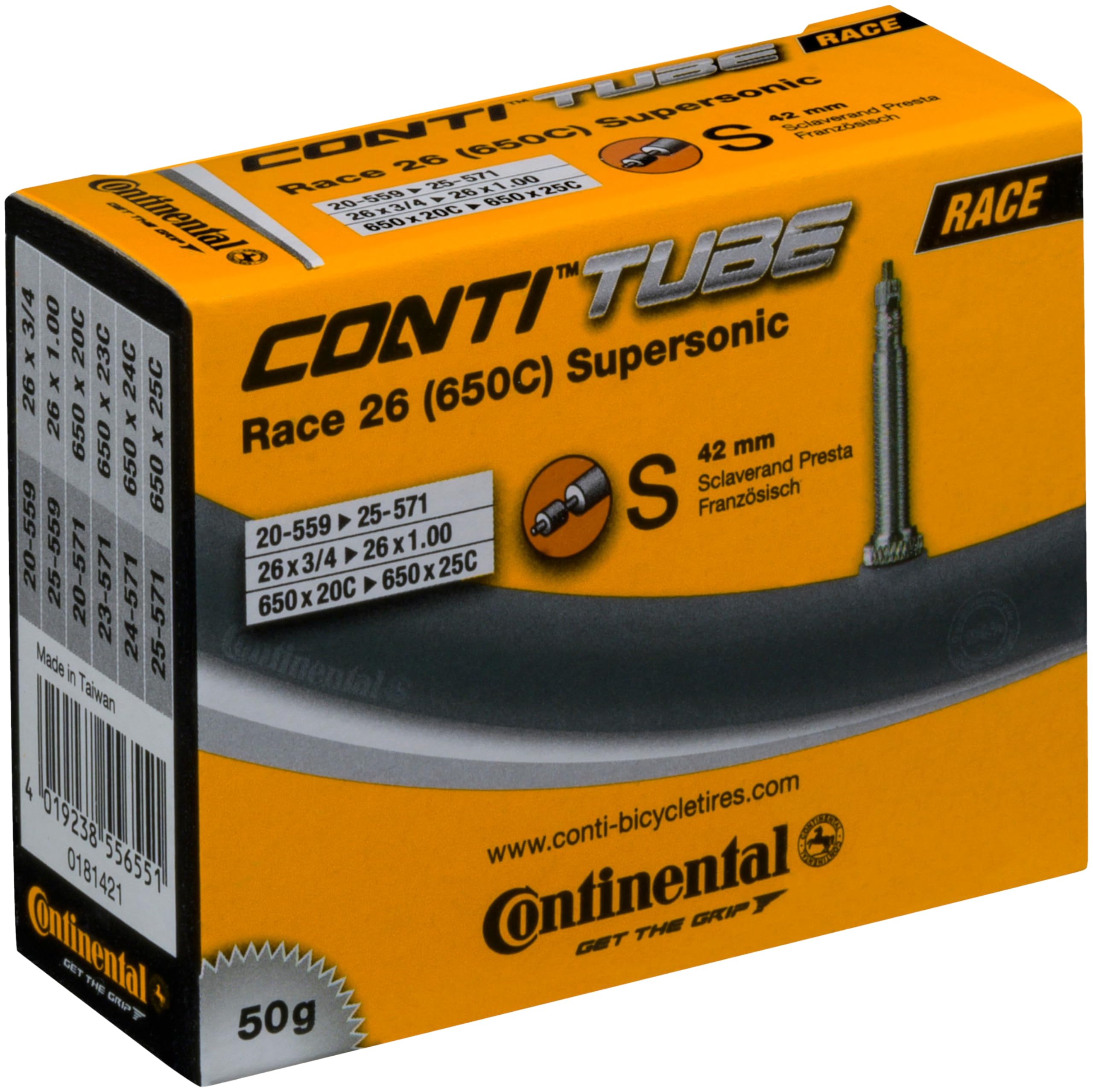 Continental Supersonic 42mm Presta Valve Tube, Black, 650 x 18-25cc