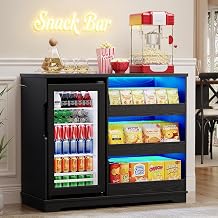 Snack Bar Cabinet with Fridge Included for Home Theater, Black