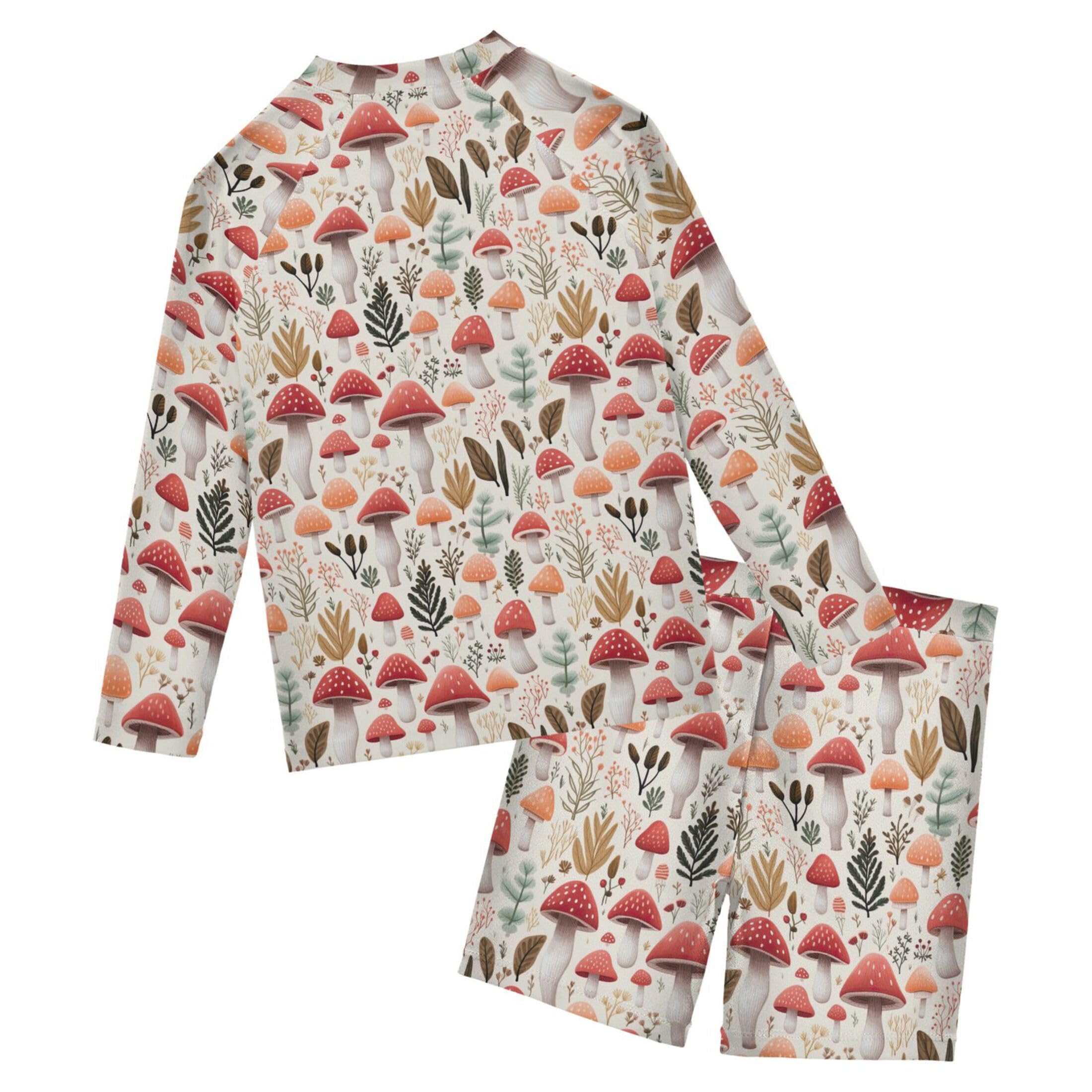 Mushroom Toddlers and Baby Boys' Swimsuit Trunk and Rashguard Set B0402884