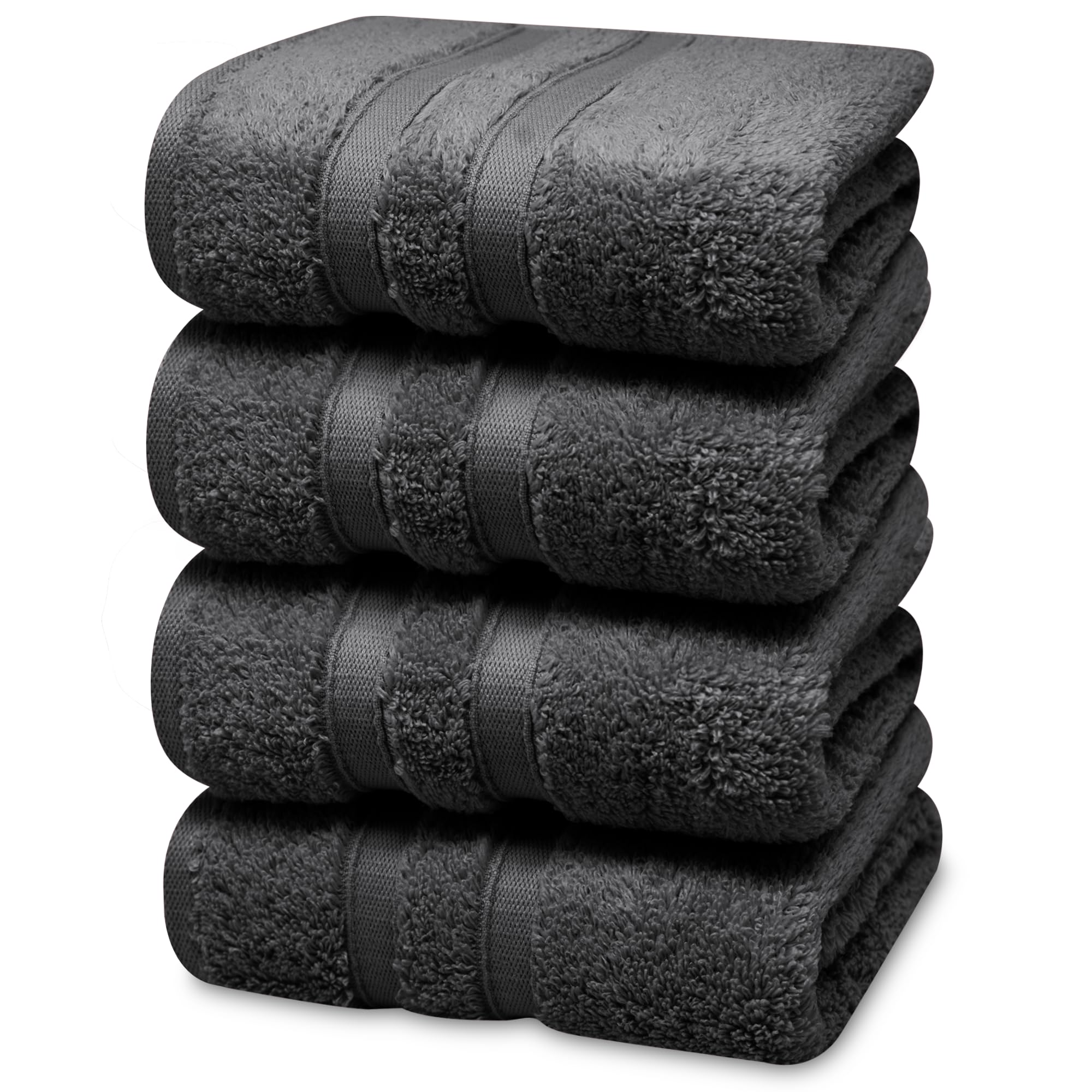 Towelogy ZHT_09 Premium Hand Towels - 100% Zero Twist Cotton Ultra Soft & Highly Absorbent Tear & Fade Resistant 50x80cm (4, Charcoal Grey)