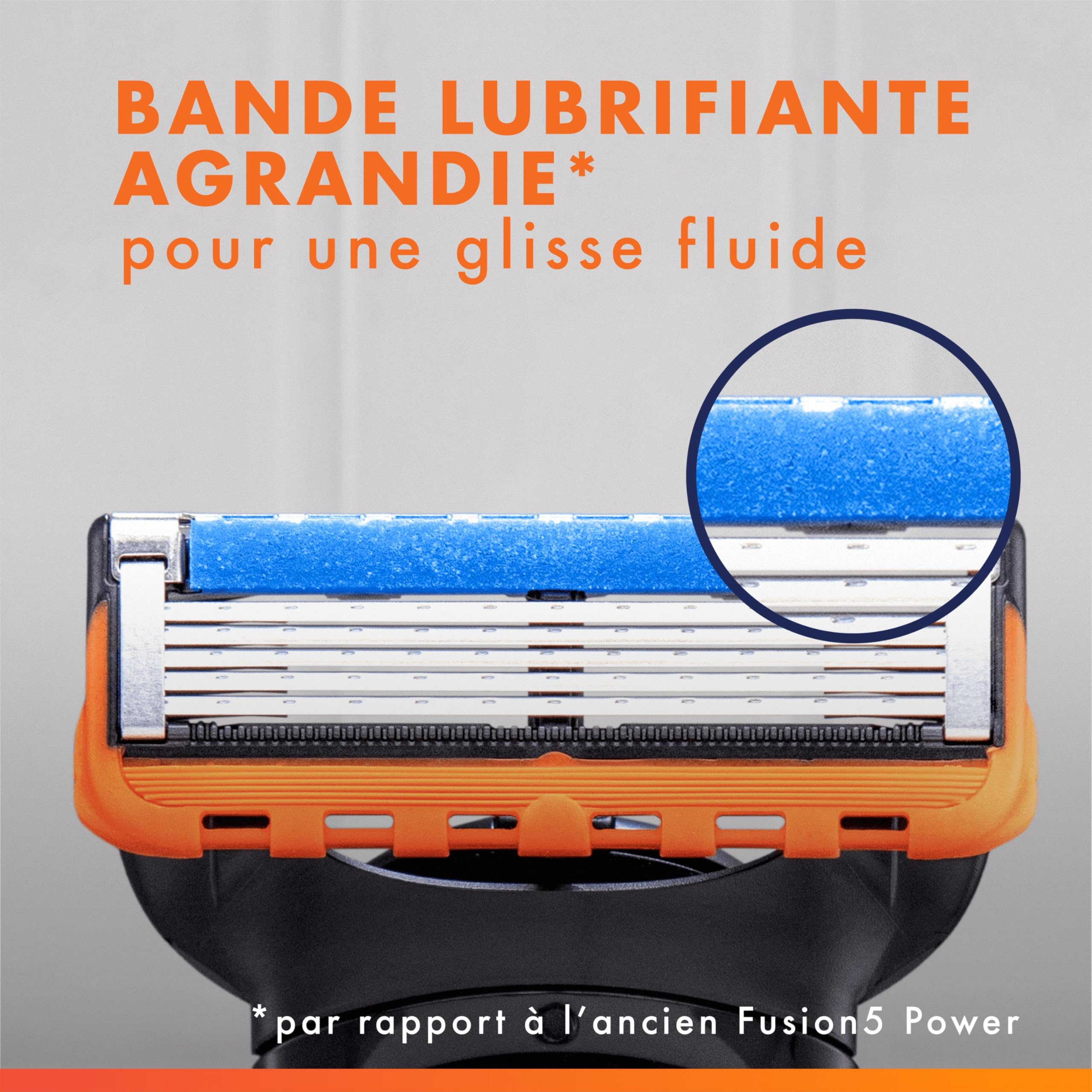 Gillette Lames de Rasoir Homme Fusion 5 Power, Pack de 4 | Cartouche Dotée d’une Bande Lubrifiante Améliorée, Anti-Friction, Rasage avec Micro-Pulsions, 1 Recharge Jusqu’à 30 Jours
