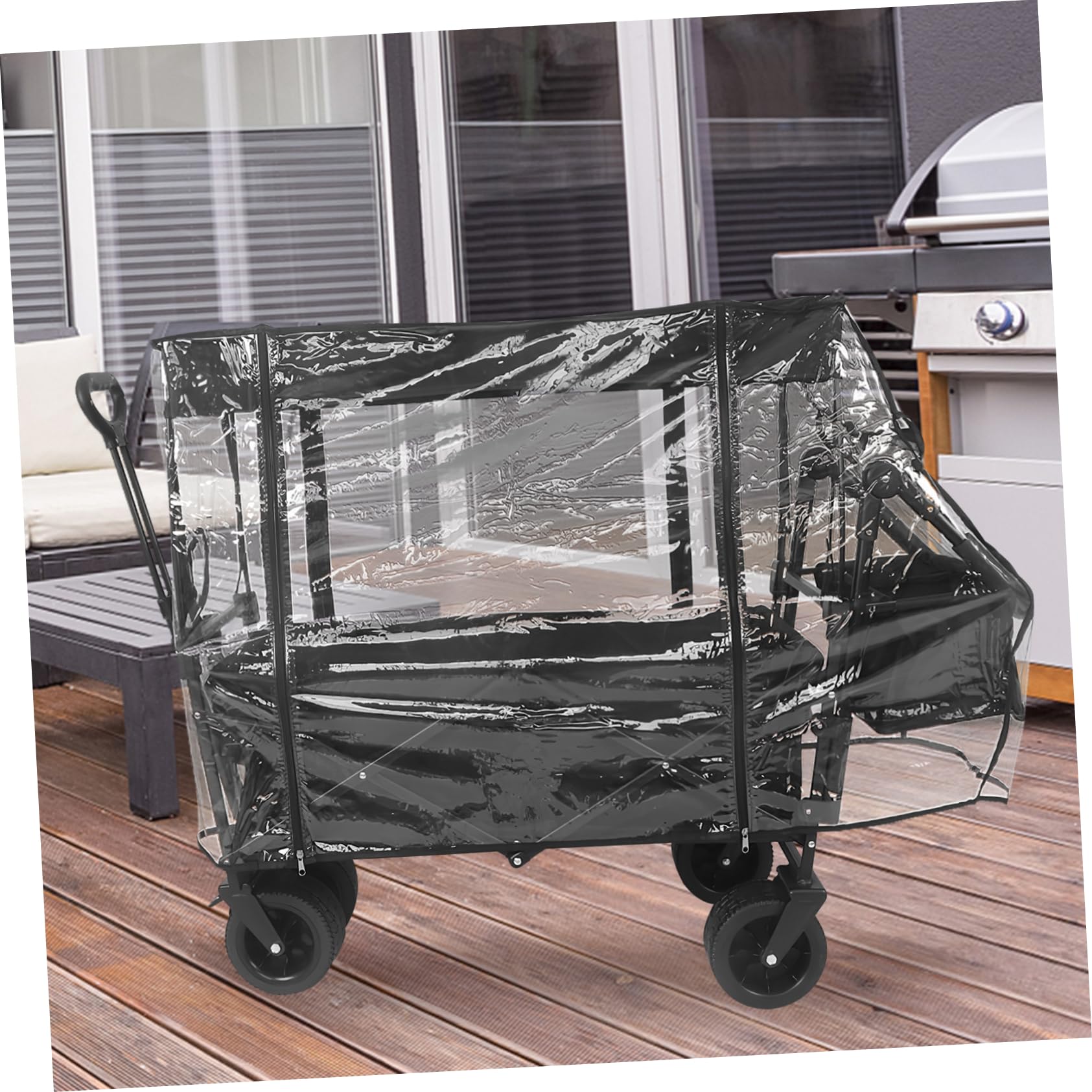 Toyvian Transparenter PVC Regenhülle Regenschutz für Gartenwagen und Handwagen Widerstandsfähig und Schmutzabweisend für Outdoor und Picknick