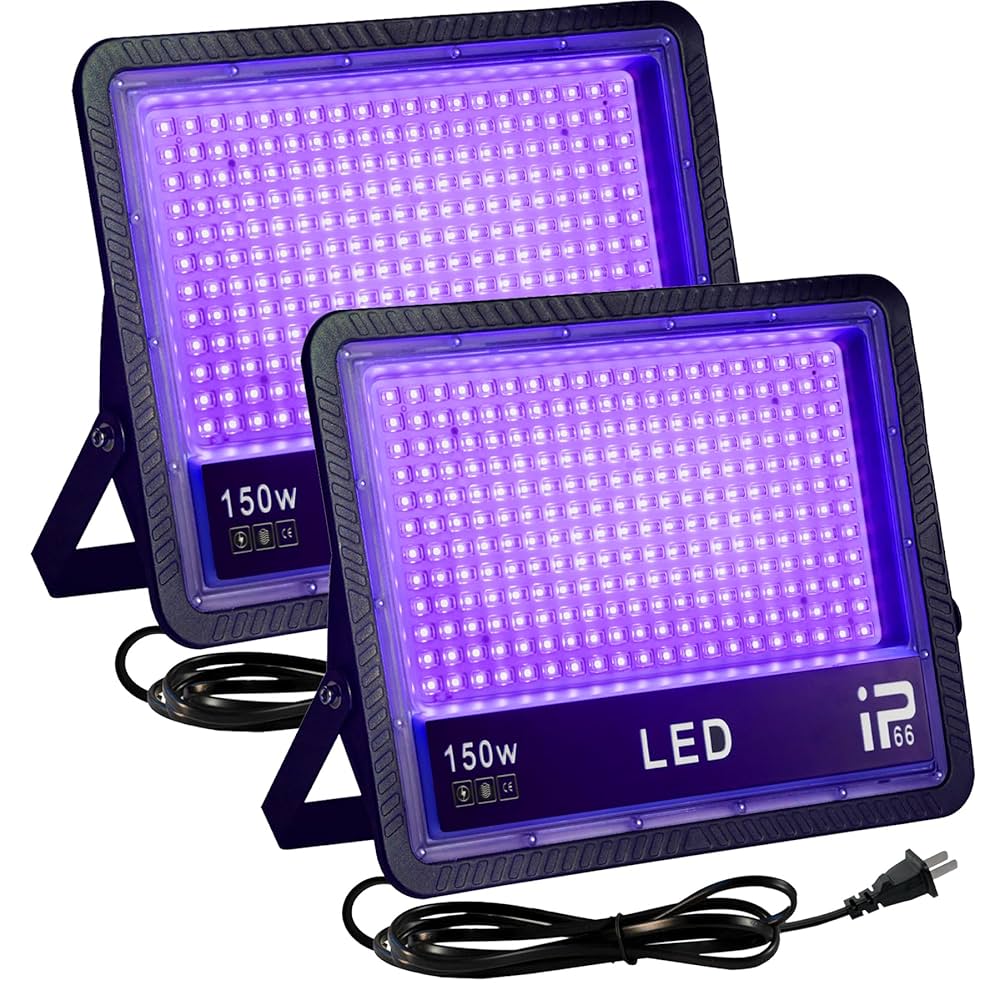 OUSIDE 2 Pack 150W LED Black Light, UV Black Lights for Glow