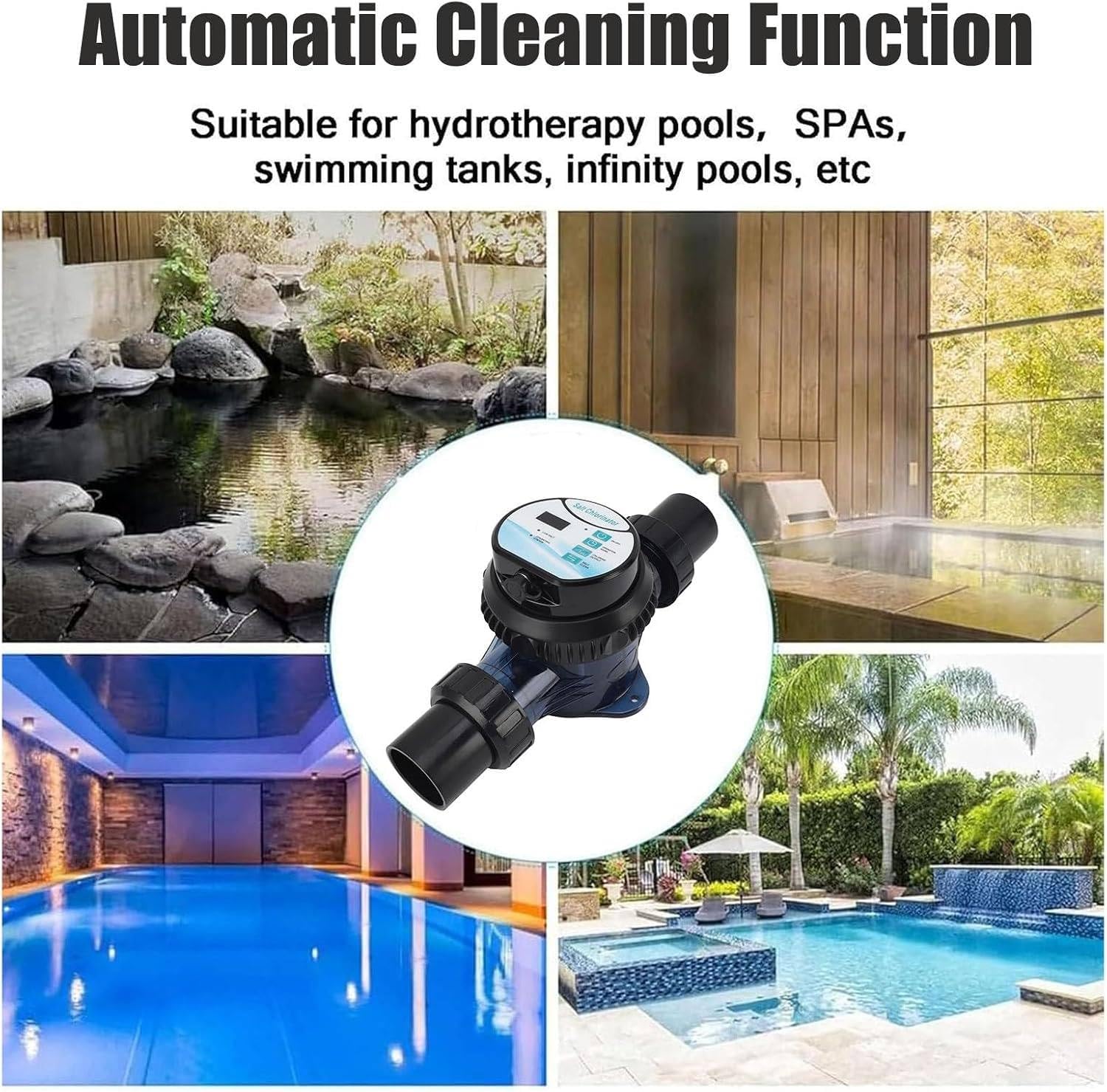 Generador De Cloro Salino,Monitoreo De Temperatura 6g | Generador De Placa Ti,Control Wifi,Aviso Caudal Escaso,Salida Ajustable 10g/H,Para Piscinas Y Spa,Tratamiento De Agua