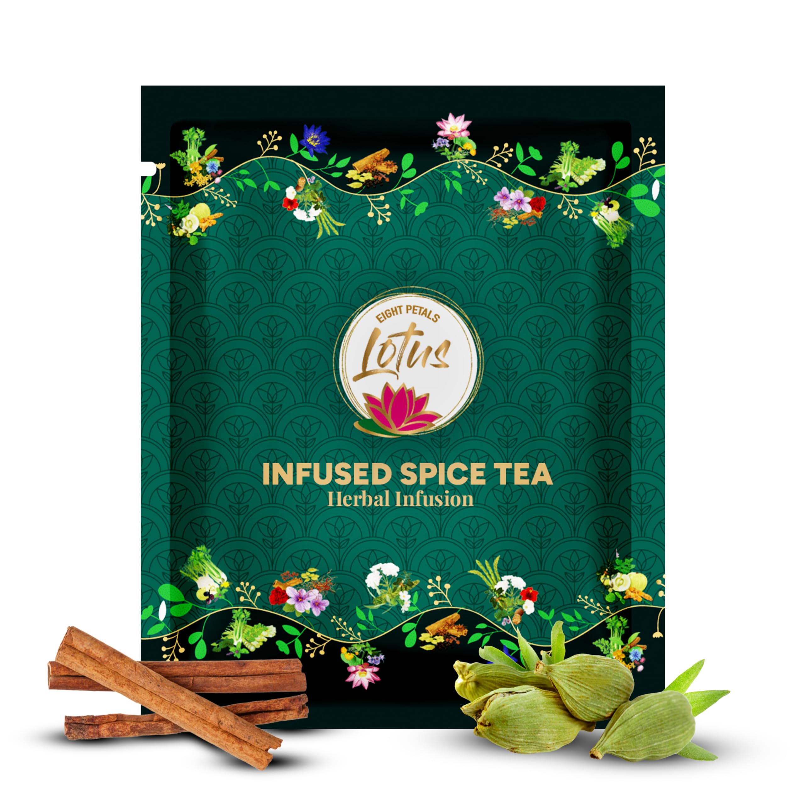 Eight Petals Lotus Infused Spice Herbal Tea | Help in Cold & Cough | Caffeine Free | 100% Natural | 15 Pyramid Tea Bags (B0D9DLRKVZ) Amazon Price History, Amazon Price Tracker