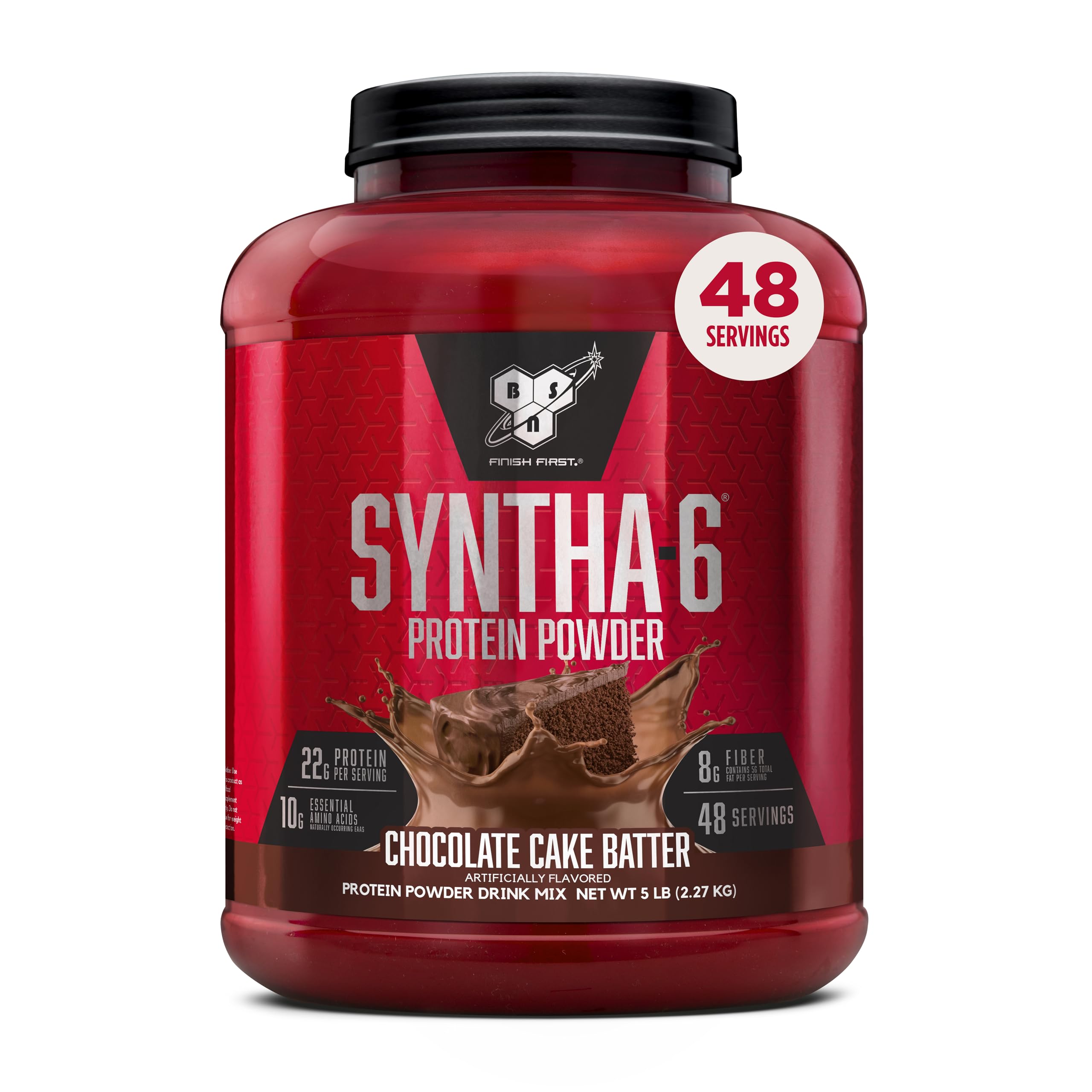 BSN SYNTHA-6 Whey Protein Powder, Micellar Casein, Milk Protein Isolate Powder, Chocolate Cake Batter, 48 Servings (Package May Vary)