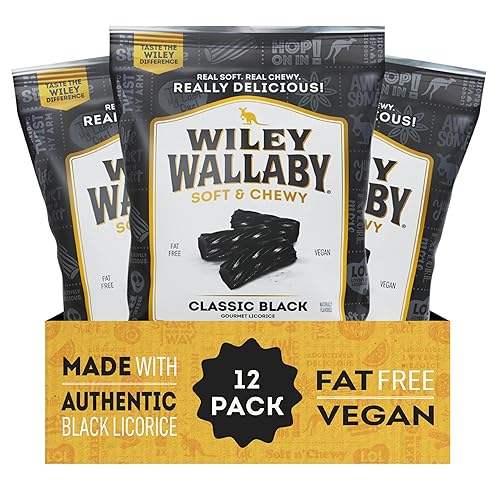Wiley Wallaby Regaliz australiano, bolsas de 4 onzas, 12 unidades (negro)