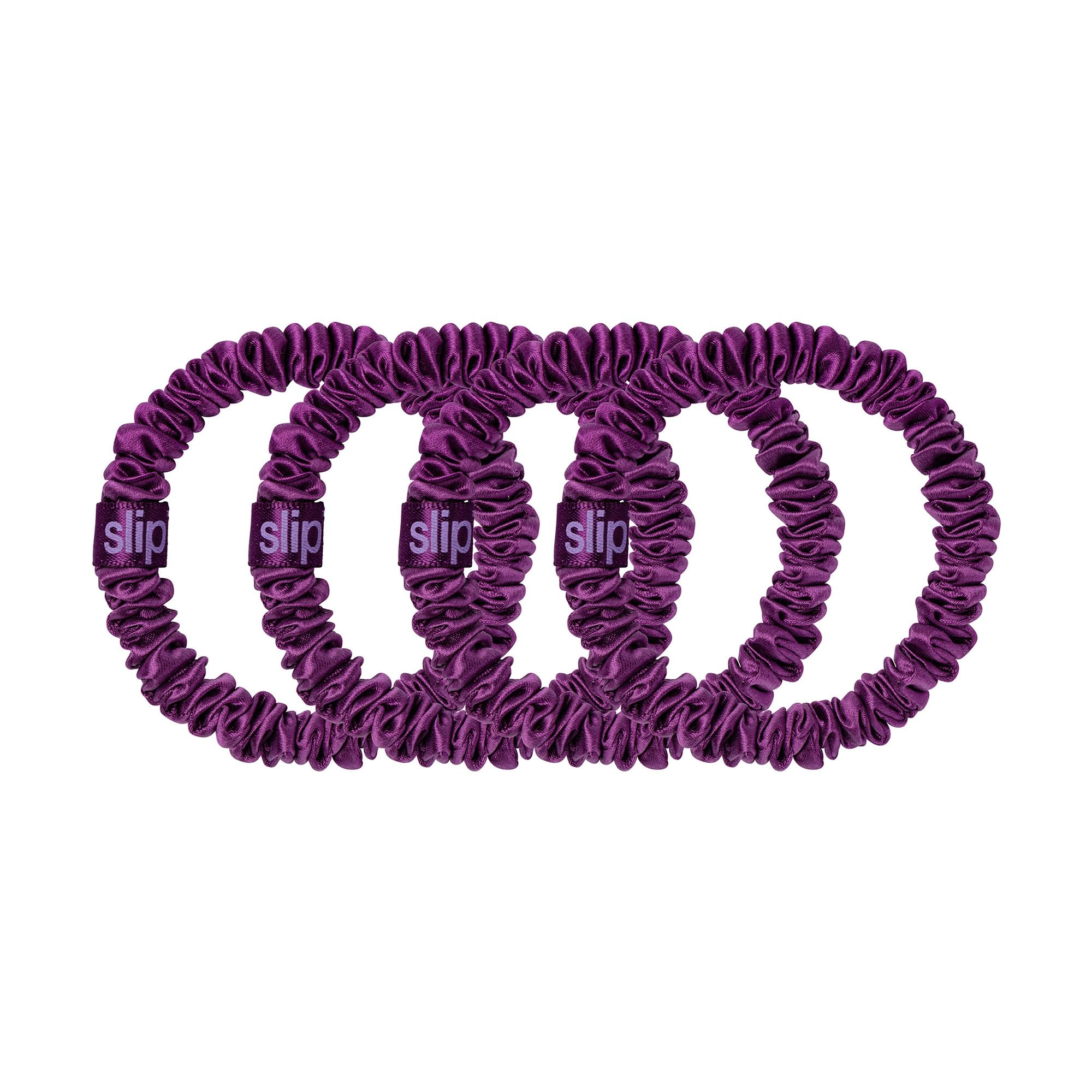 slip Skinny Dark Purple Scrunchies, Back to School Range, Anti-Crease, Anti-Breakage Slipsilk Hair Ties - Image 2