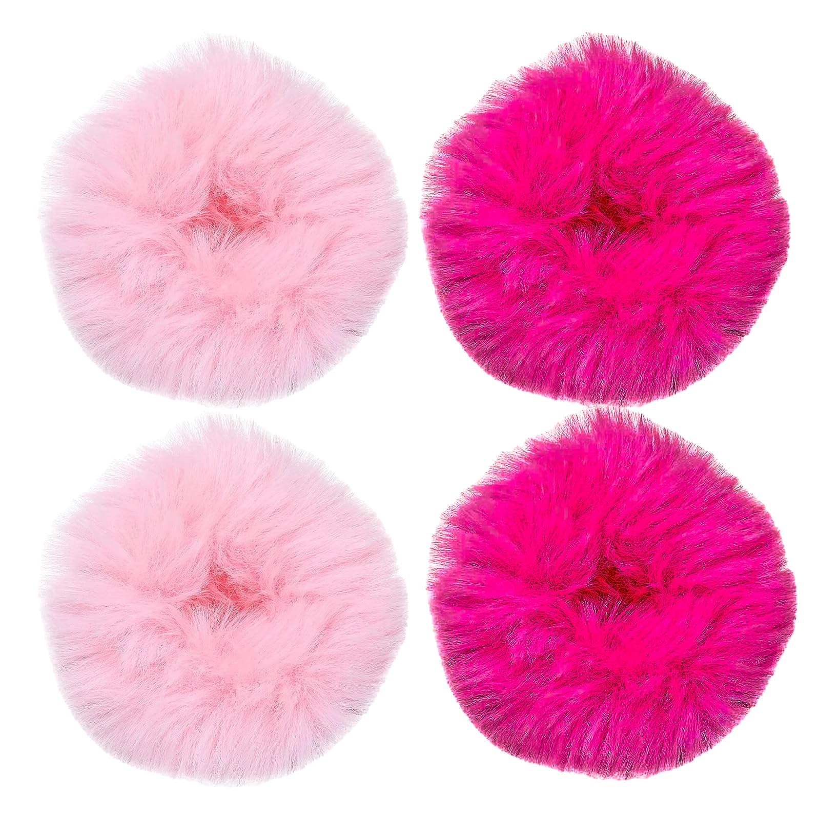 4PCS Fuzzy Hair Ties,Artificial Rabbit Fur Hair Bobbles Hair Bands,Fluffy Scrunchy Hair Scrunchie,Elasticated Plush Hair Bands,Hair Accessories for Girls,Women