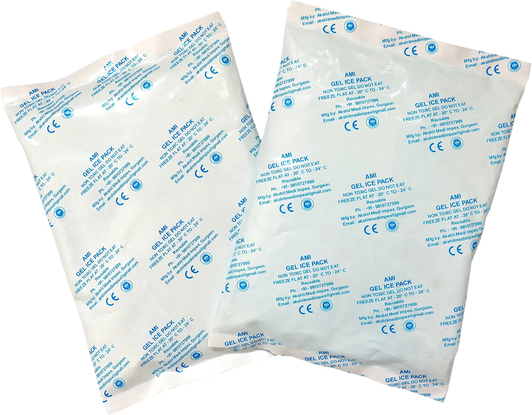 AMI Ice Pack for Ice Box, Gel Ice Pack for Coolers 2 Pack of 400 Gram each (8 inch x 6 inch)