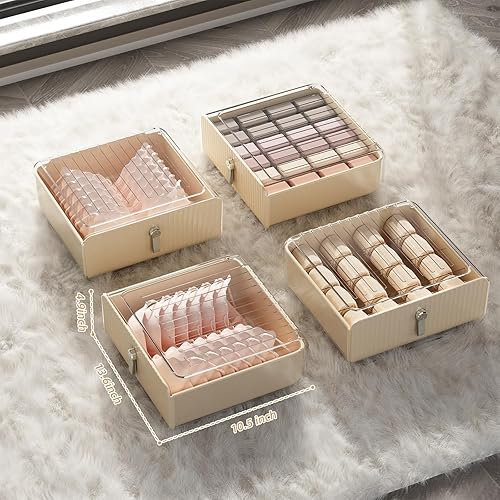 Miniatura 6 de Organizador de ropa interior para calcetines, organizador de ropa interior de 24 celdas para armario, organizador de armario apilable y