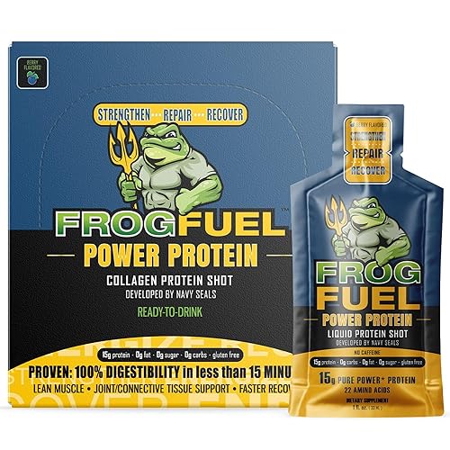 Miniatura 1 de Frog Fuel Power Collagen Liquid Protein Shots  Listo para beber  Diseñado por Navy Seals  Fórmula utilizada por más de 4000 instalaciones médicas