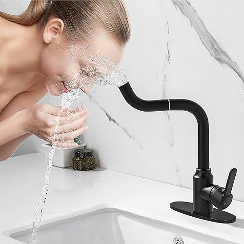 Miniatura 2 de Grifo de baño para fregadero de 3 agujeros, grifo de lavabo de baño de 4 pulgadas, gira 1 agujero grifo de baño negro con cubierta