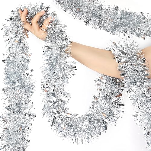 Miniatura 12 de Guirnalda de oropel de Navidad verde de PVC de 50 pies para decoración de árbol de Navidad, decoración de árbol de Navidad para el hogar,