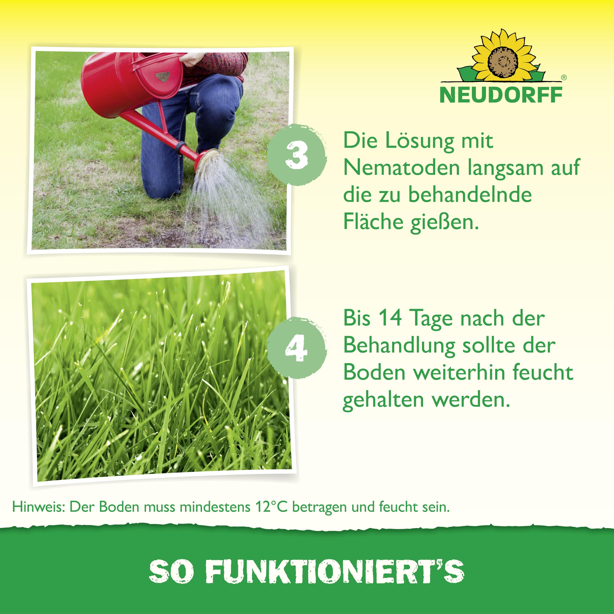 Neudorff Nützlinge gegen Wiesenschnaken – 50 Mio. SC-Nematoden zur natürlichen und schnellen Bekämpfung von Wiesenschnaken, Maulwurfsgrillen und Erdraupen – für 100 m²