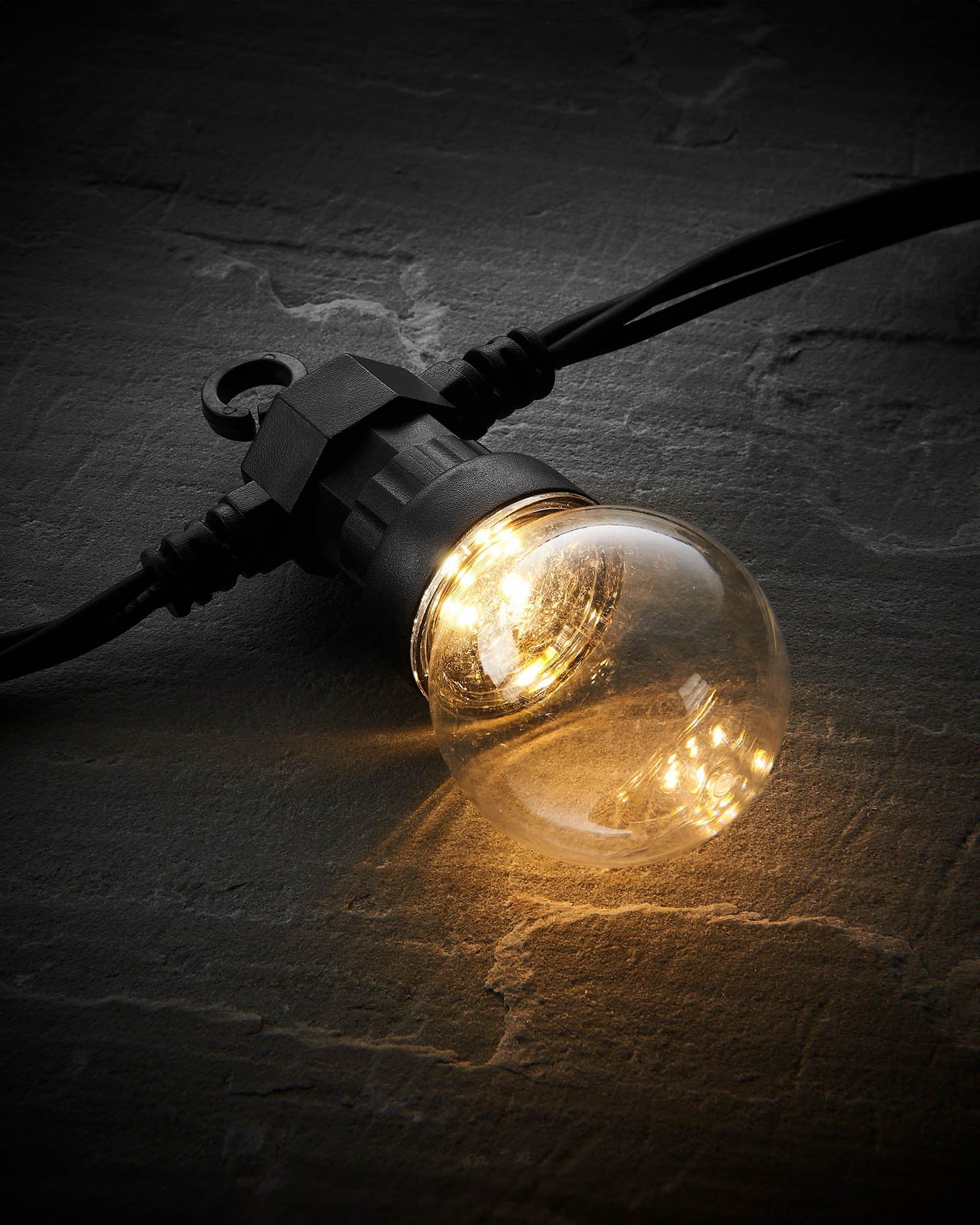 WeRChristmas LED Festoon Lights, Clear Bulb, Black Cable