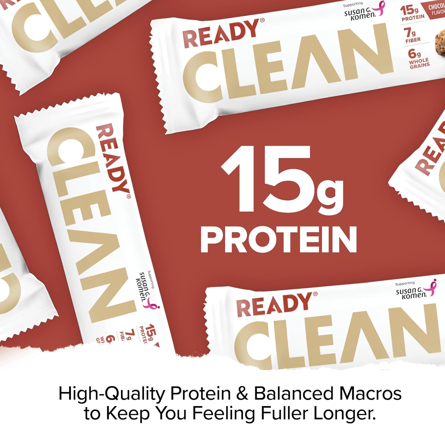 Ready® Protein Bars - High-Protein Snack with 15g Whey Protein, All-Natural Ingredients, Supports Lean Muscle and Recovery - Chocolate Peanut Butter (15 Pack)
