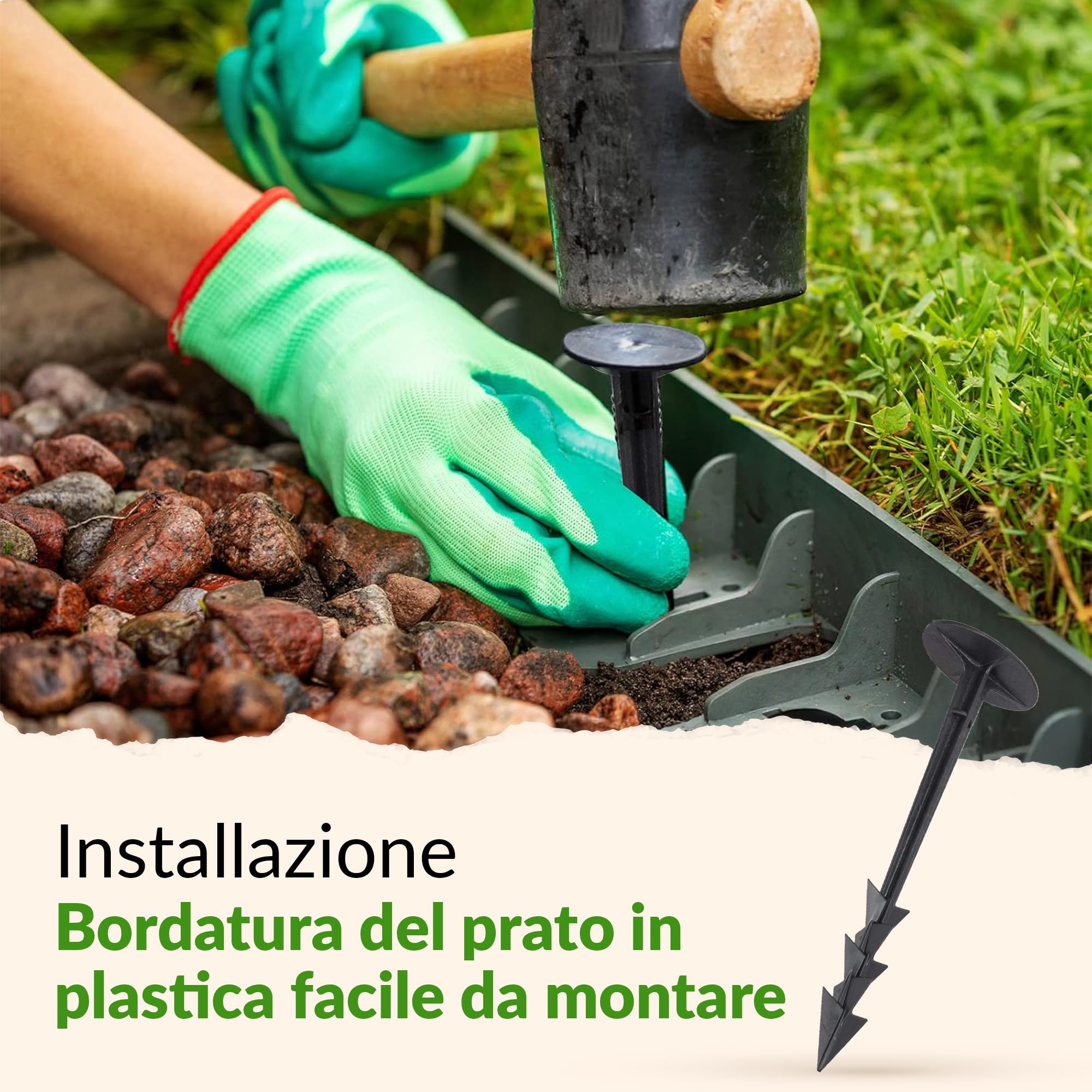 GARDENIX 40 pezzi TerraPEG XL, ancoraggio da per giardino per tessuto, estremamente stabile ancoraggio per fissaggio sicuro in terreni sabbiosi e duri