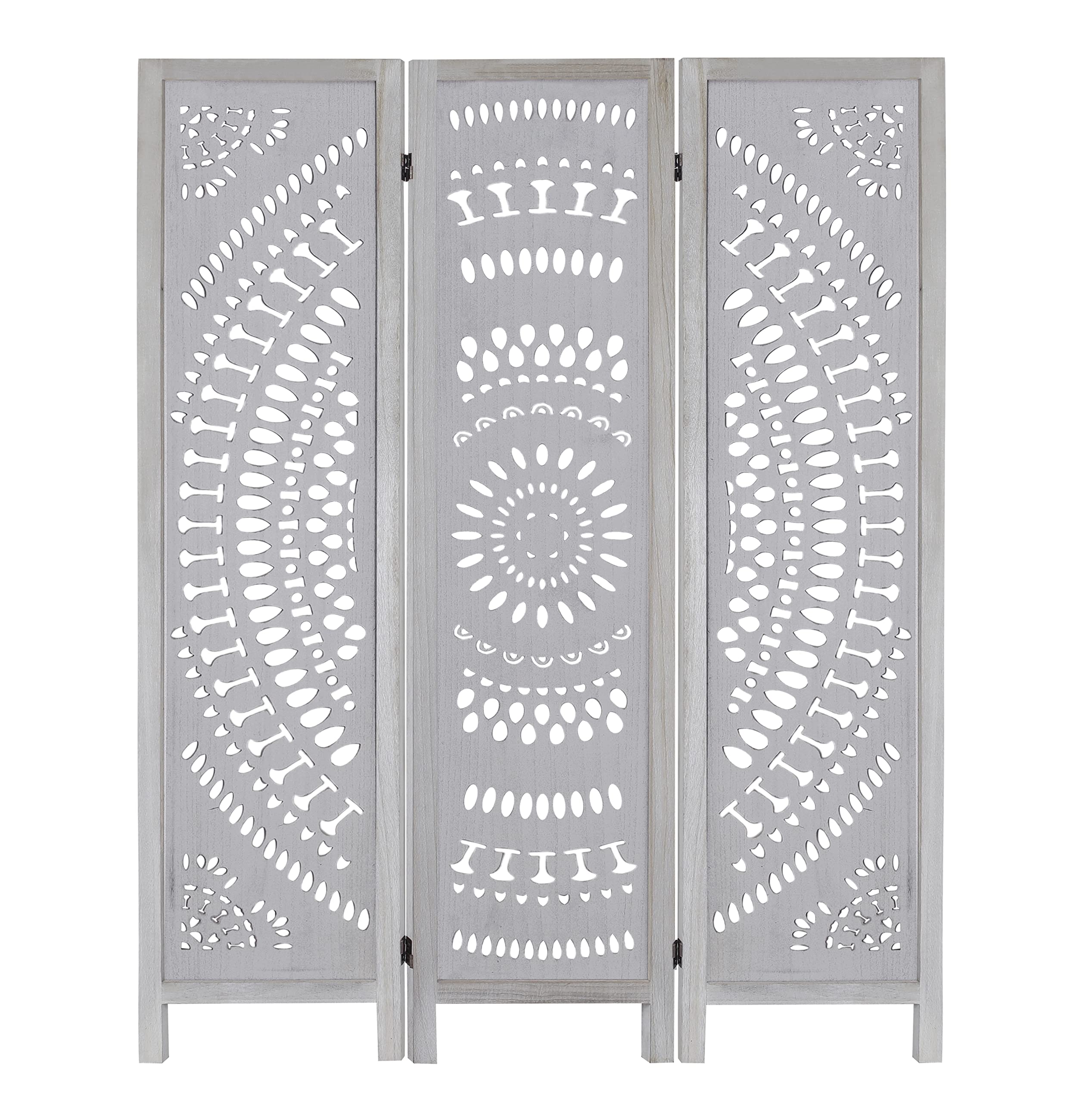 ECOMEX 3 Panel Carved Wood Room Divider, 5.6ft Tall Super Wide Folding ...