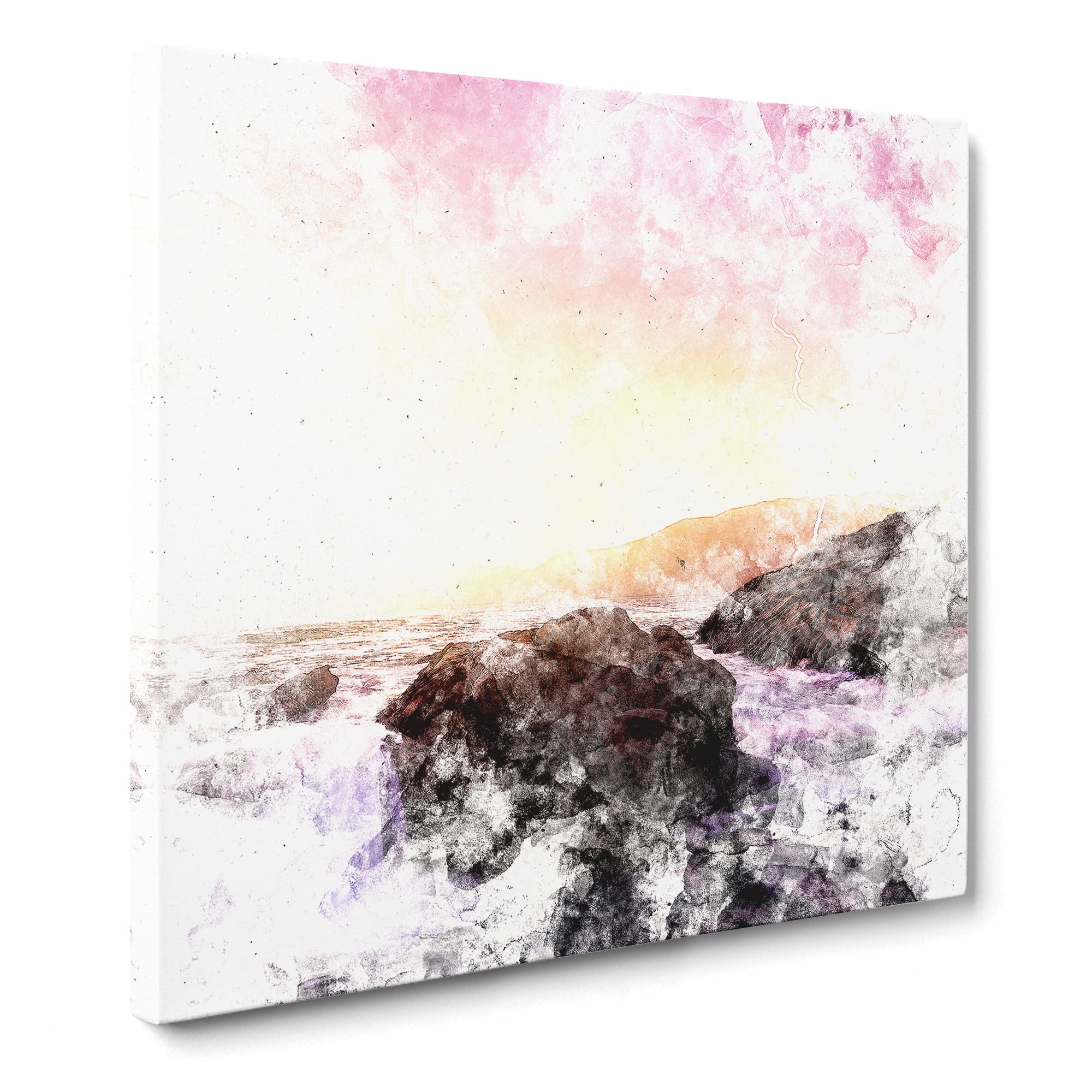 Lightening Over Laguna Beach Watercolour Canvas Print, Mixed, 35L x 35W cm